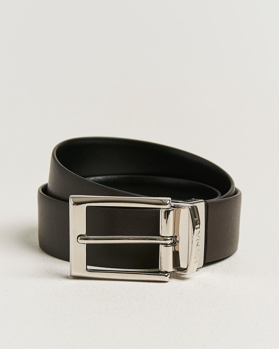 Herr | Bälten | Canali | Reversible Saffiano Belt Black/Brown