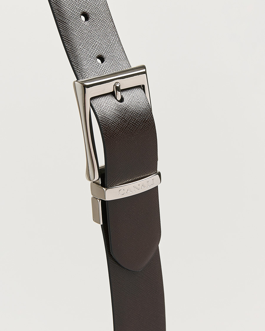 Herr | Bälten | Canali | Reversible Saffiano Belt Black/Brown