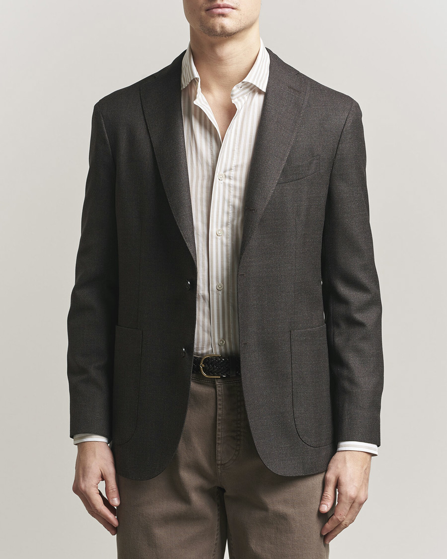 Herr | Kavajer | Boglioli | K Jacket Wool Hopsack Blazer Dark Brown