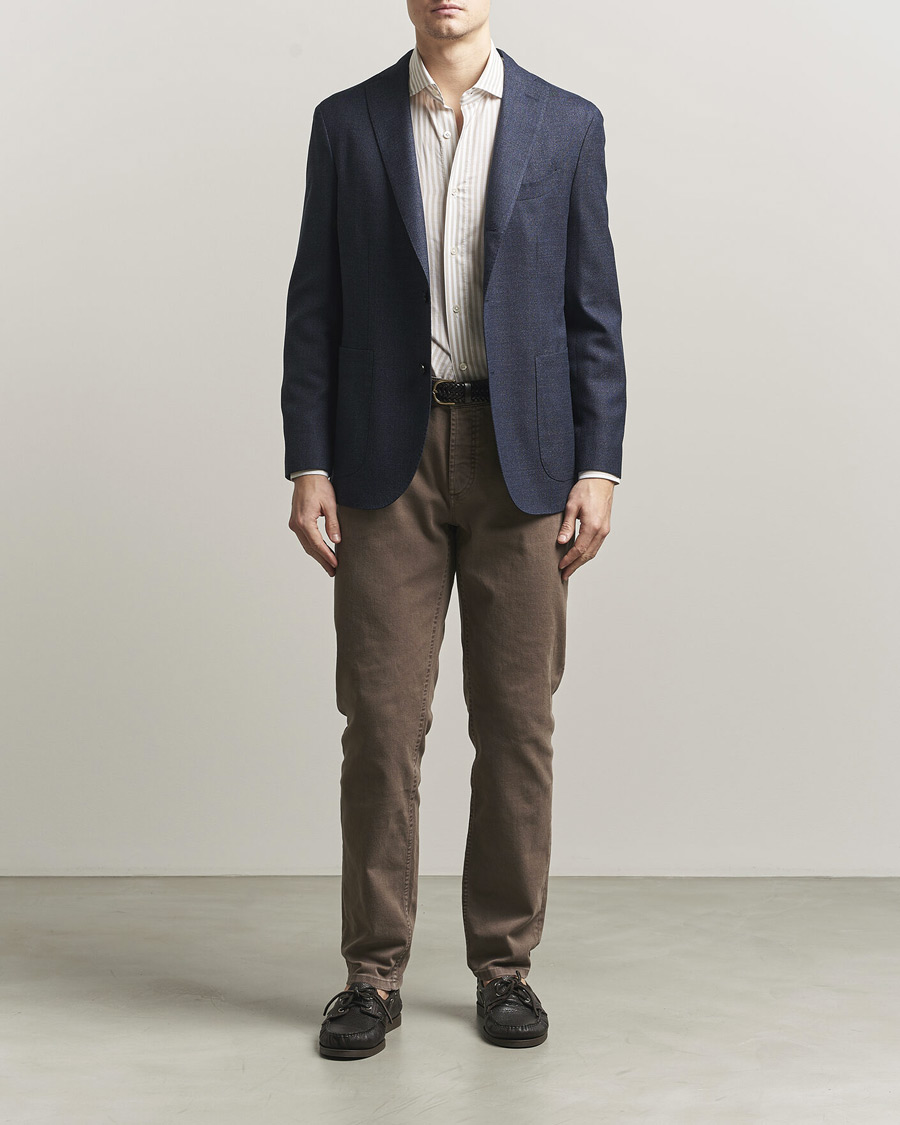 Herr | Kavajer | Boglioli | K Jacket Wool Hopsack Blazer Dark Blue