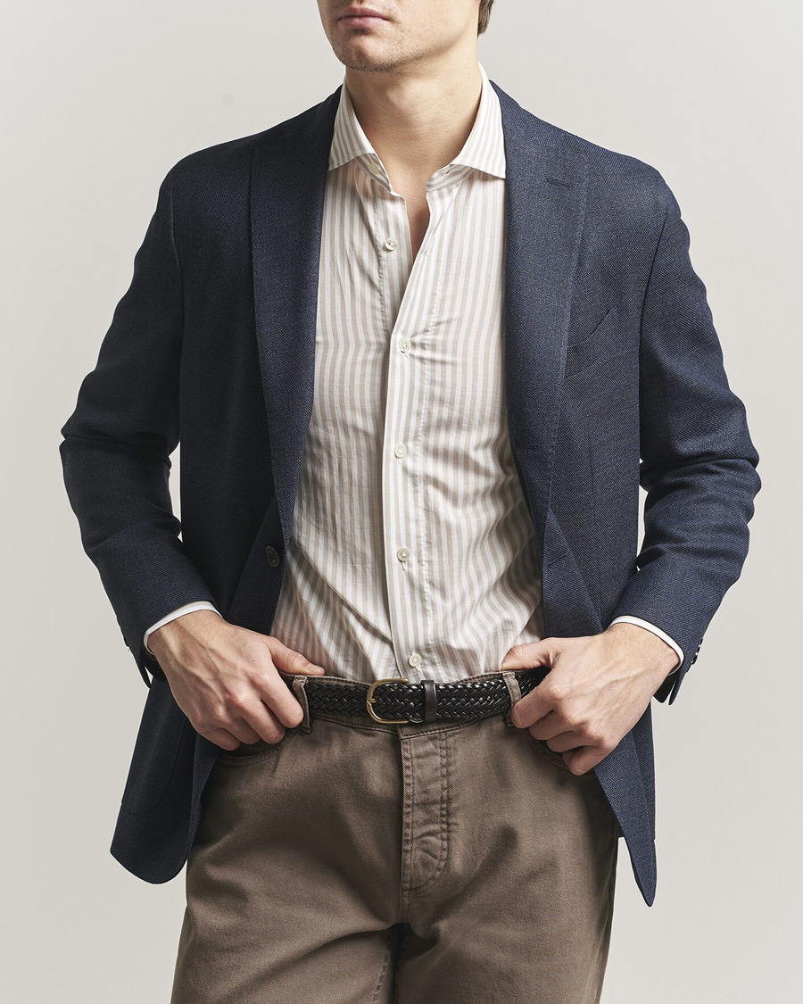 Herr | Kavajer | Boglioli | K Jacket Wool Hopsack Blazer Dark Blue