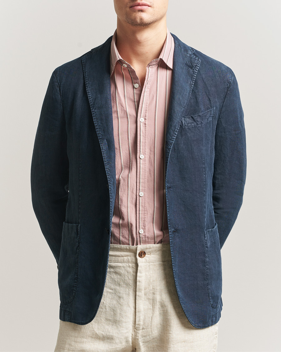 Herr | Kavajer | Boglioli | K Jacket Linen Blazer Navy
