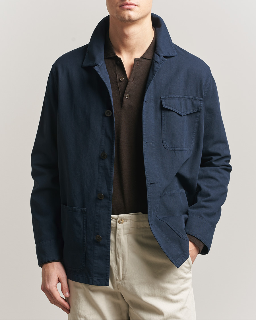 Herr | Jackor | Boglioli | Cotton Gabardine Work Jacket Navy