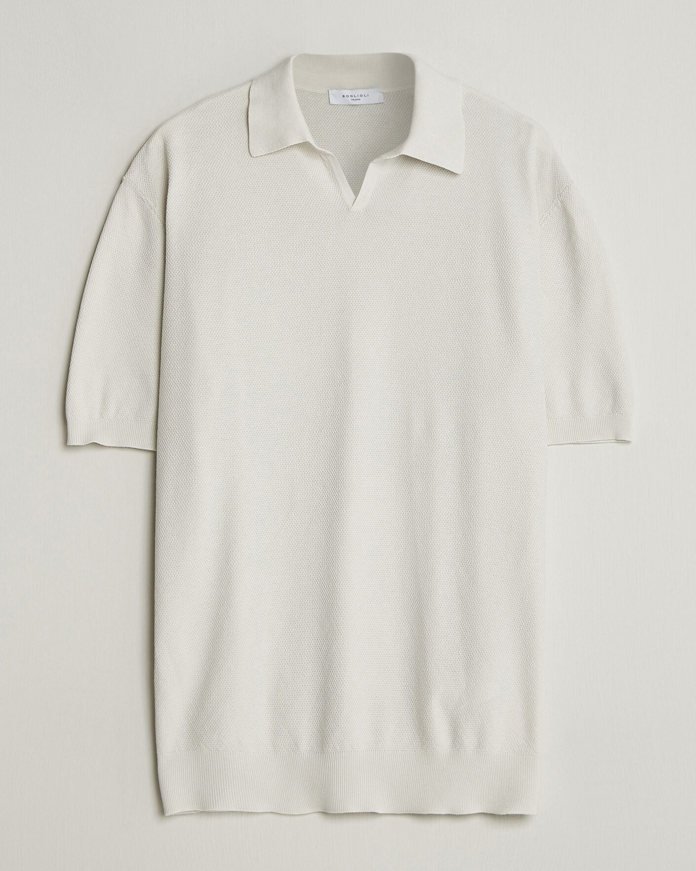 Herr | Pikéer | Boglioli | Short Sleeve Polo Piquet Off White