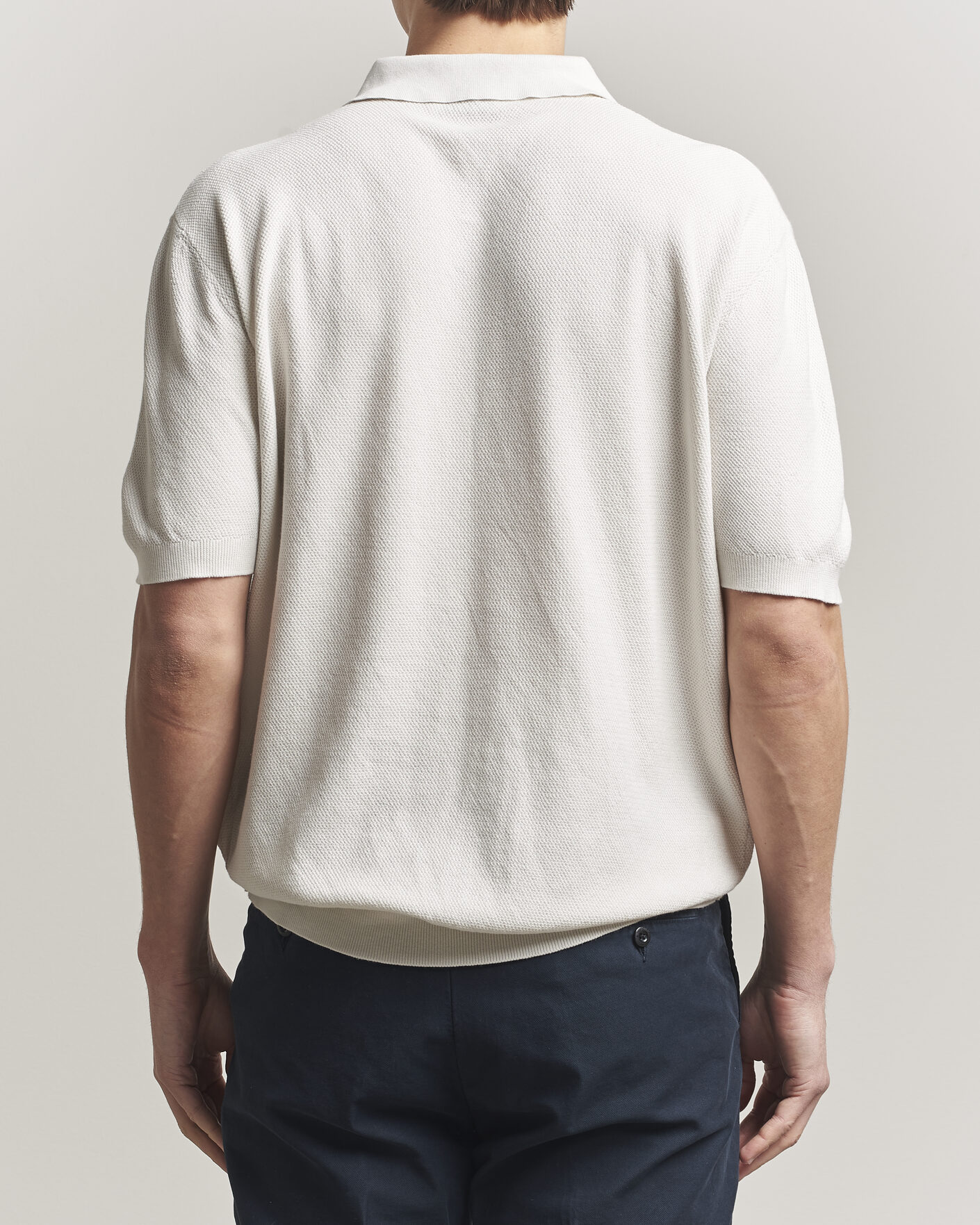 Herr | Pikéer | Boglioli | Short Sleeve Polo Piquet Off White