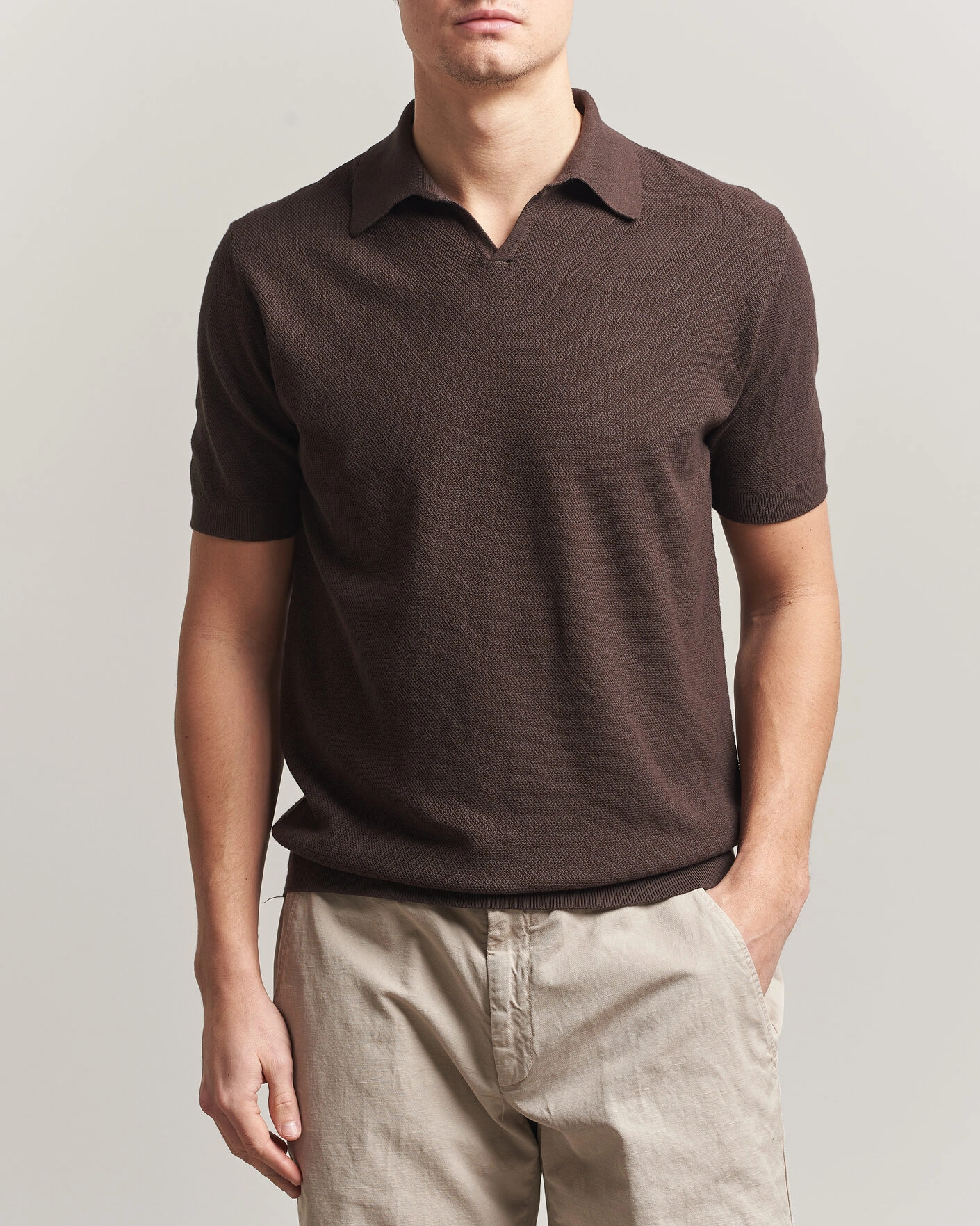 Herr | Pikéer | Boglioli | Short Sleeve Polo Piquet Brown