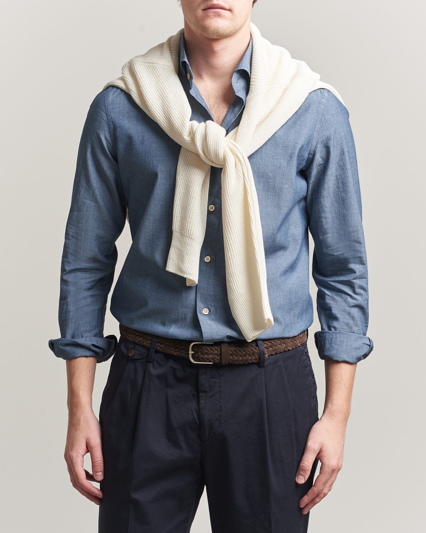 Herr | Skjortor | Boglioli | Chambray Shirt Medium Blue