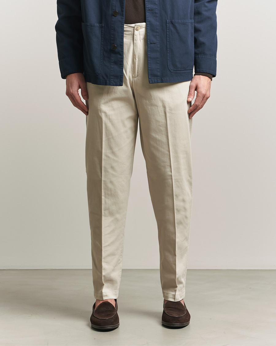 Herr | Byxor | Boglioli | Regular Fit Cotton Chinos Beige