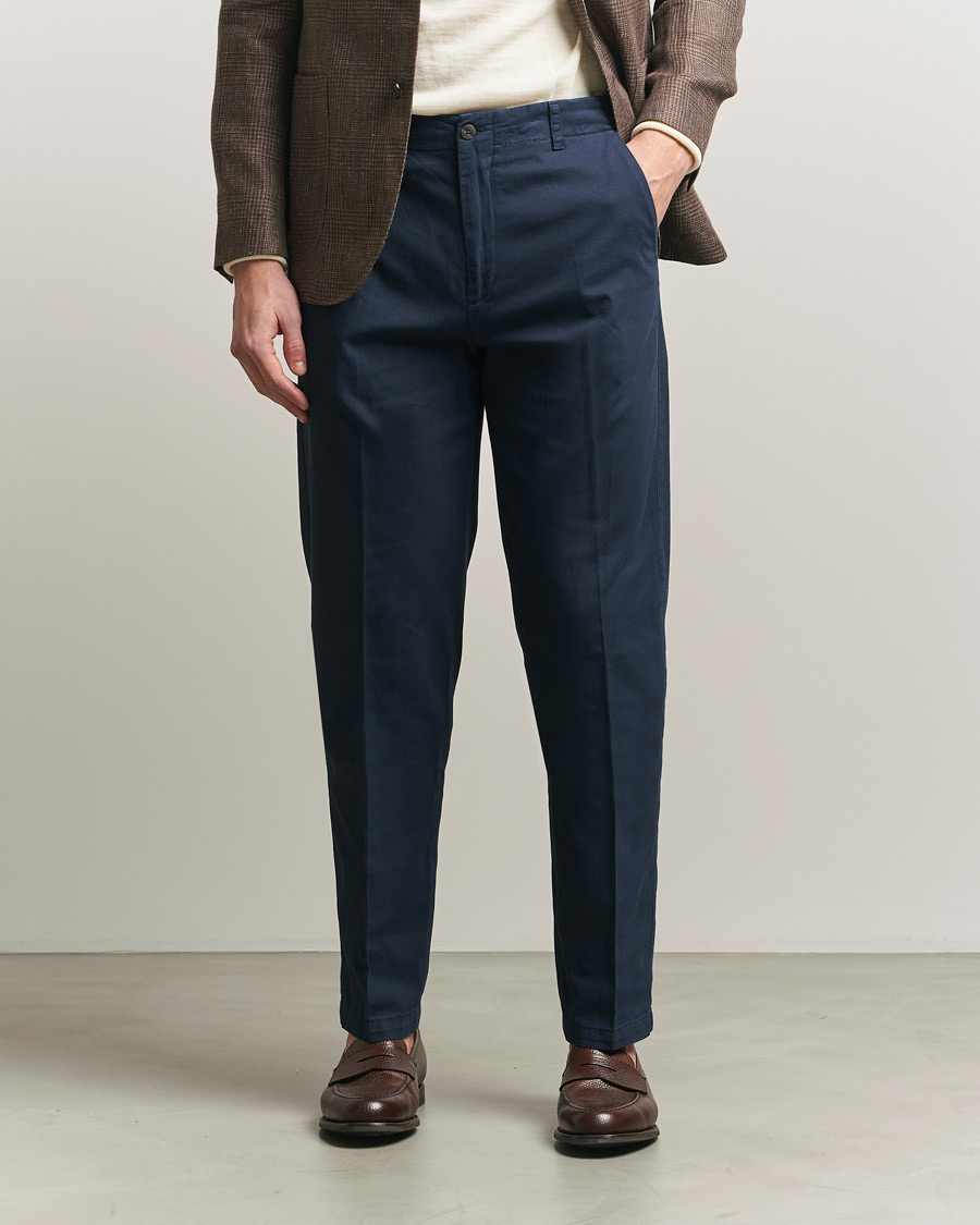 Herr | Byxor | Boglioli | Regular Fit Cotton Chinos Navy