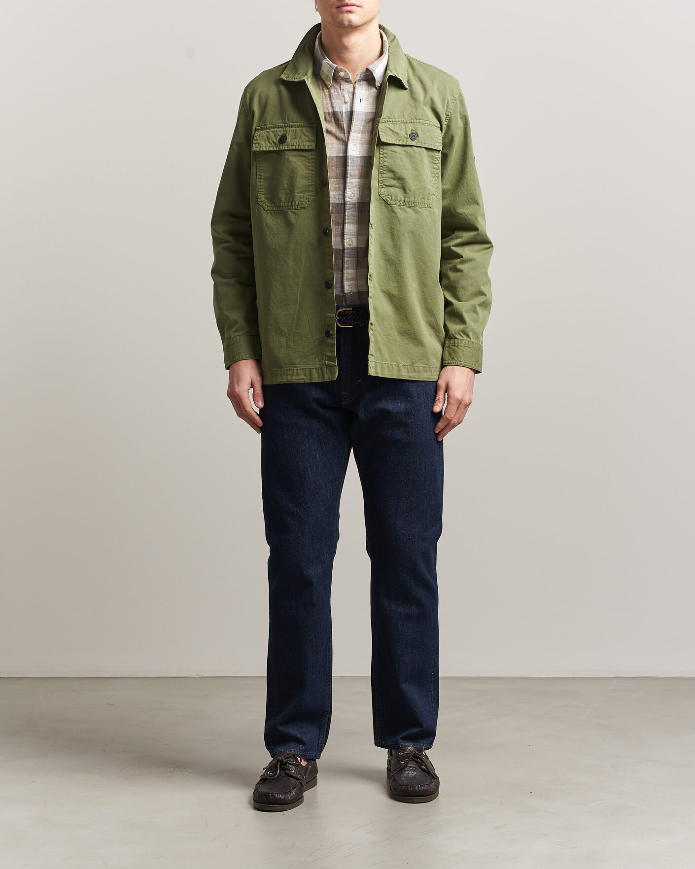 Herr | Skjortor | Barbour International | Arlo Cotton Overshirt Burnt Olive