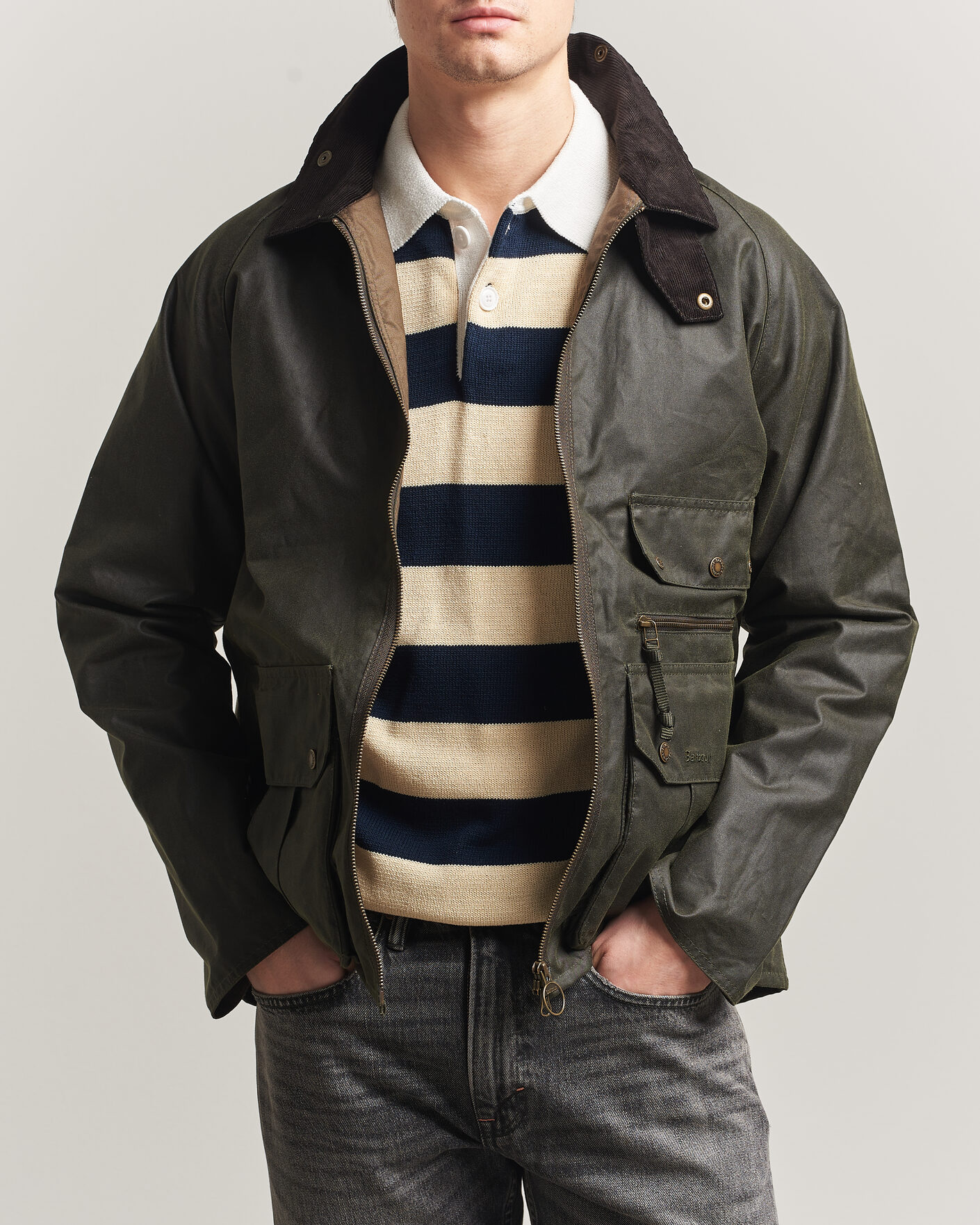 Herr | Jackor | Barbour Lifestyle | Re-Engineered Blackett Spey Wax Jacket Archive Olive