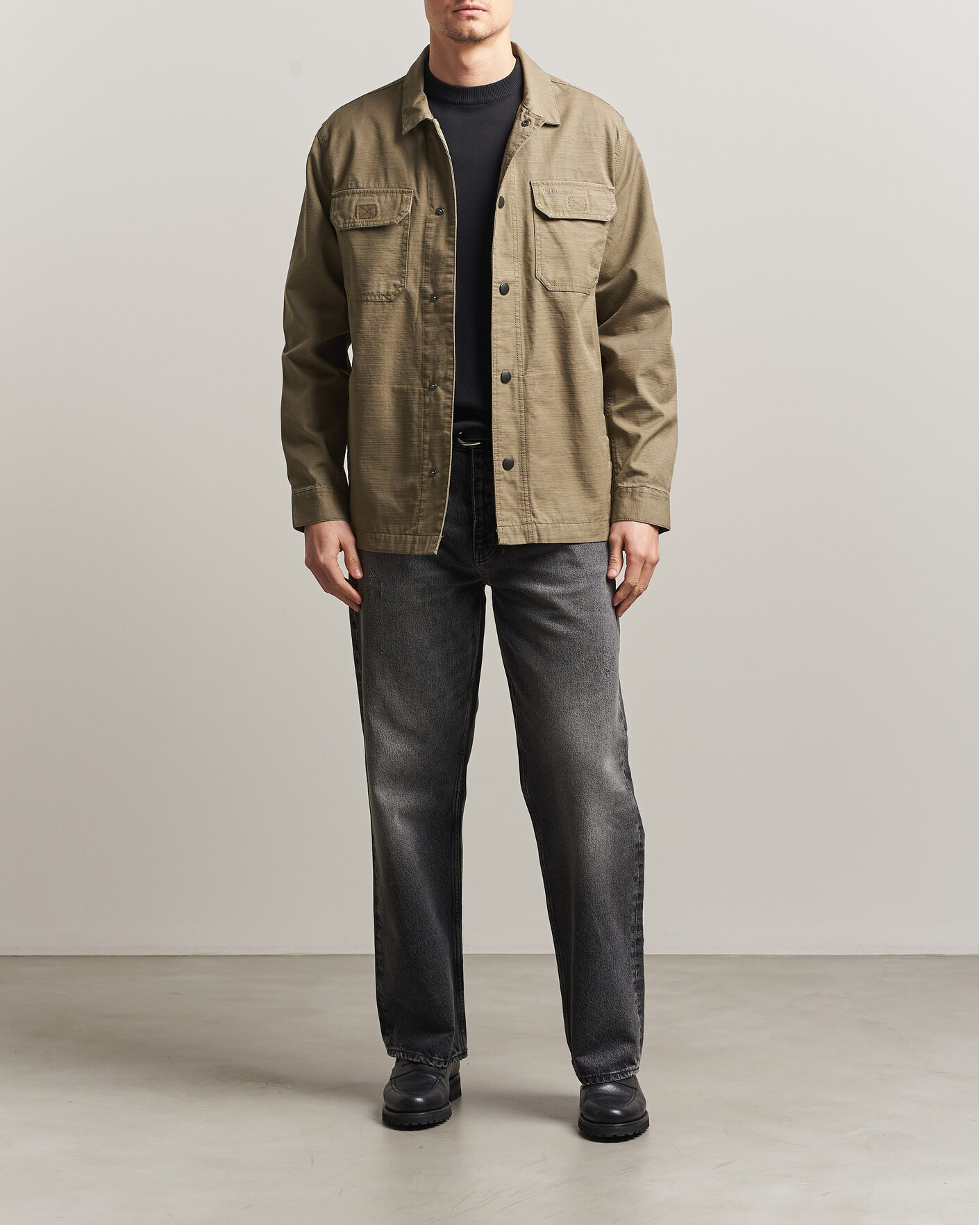 Herr | Skjortor | Barbour Lifestyle | Draftmen Cotton Slub Overshirt Grey Olive