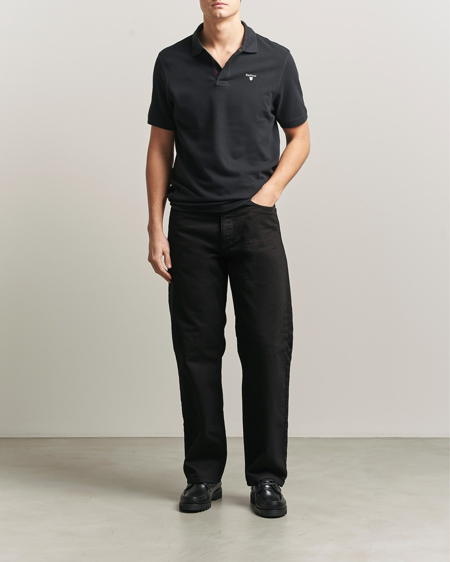 Herr | Pikéer | Barbour Lifestyle | Tartan Pique Polo Black Classic