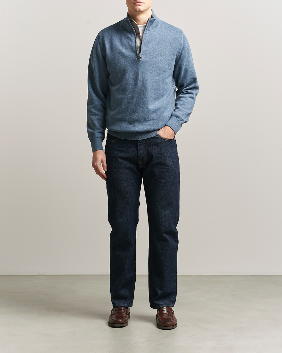 Herr | Tröjor | Barbour Lifestyle | Cotton Half Zip Dusk Blue
