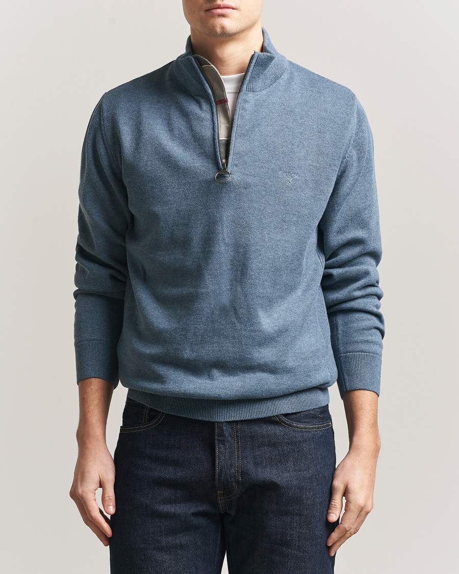 Herr | Tröjor | Barbour Lifestyle | Cotton Half Zip Dusk Blue