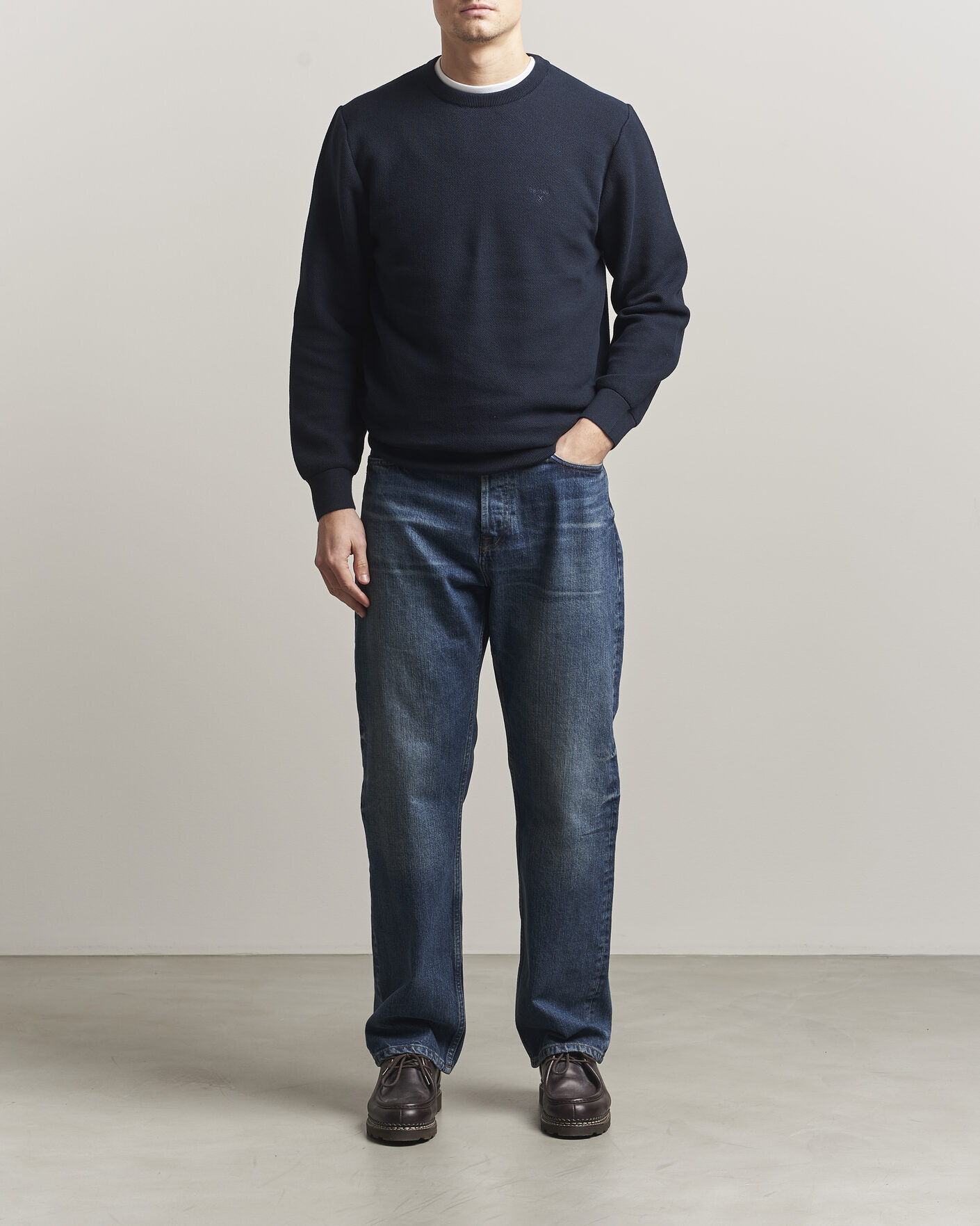 Herr | Tröjor | Barbour Lifestyle | Honeycomb Crew Neck Navy