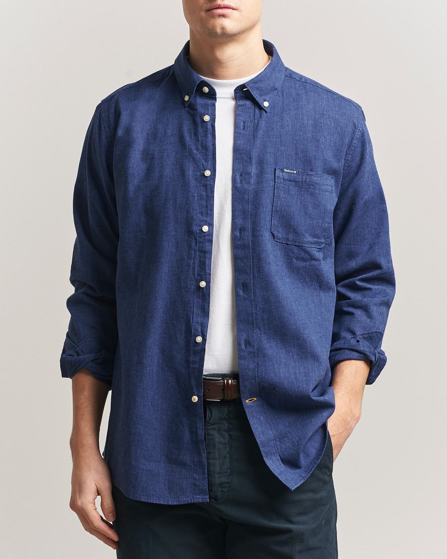 Herr | Skjortor | Barbour Lifestyle | Nelson Linen/Cotton Shirt Indigo
