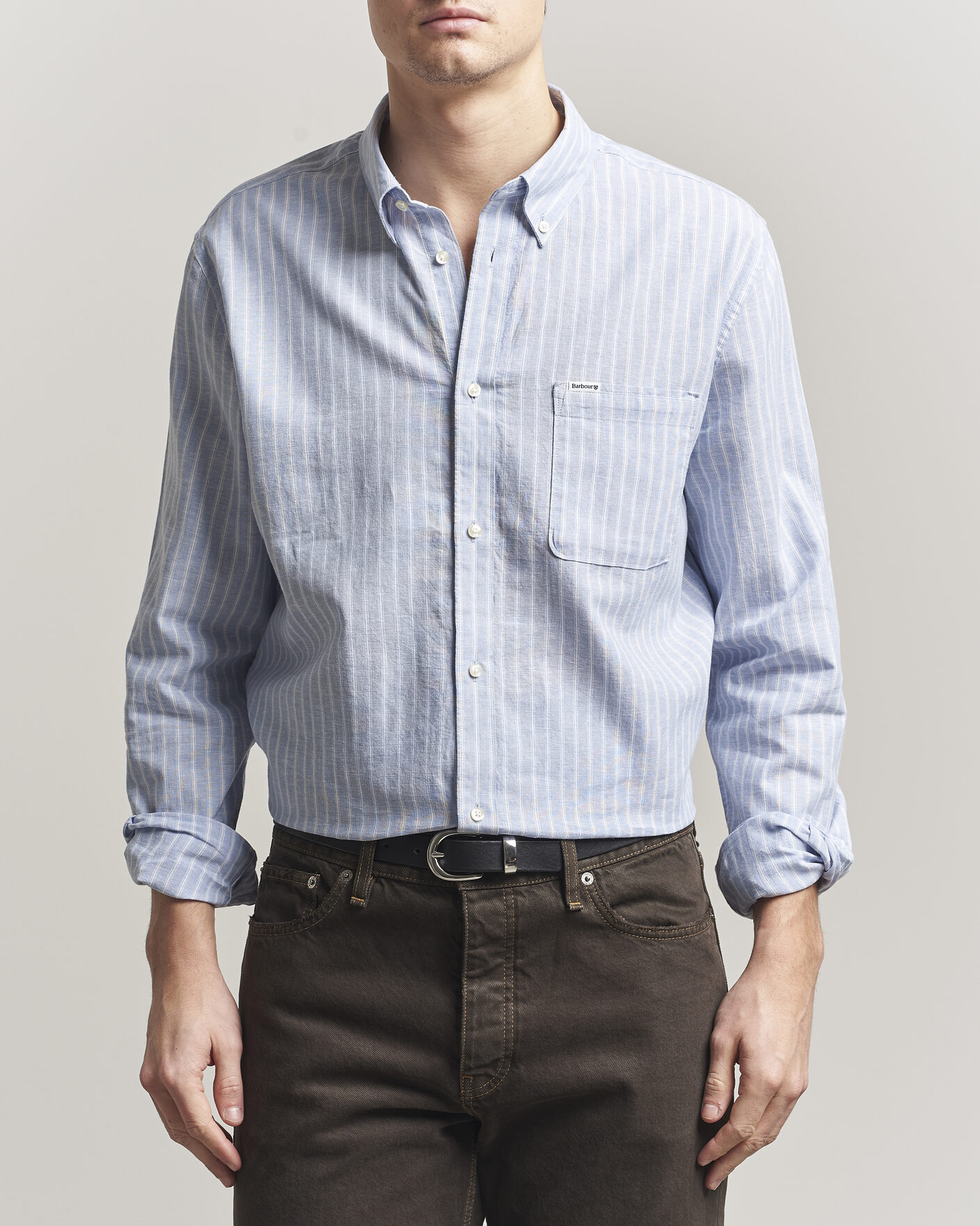Herr | Skjortor | Barbour Lifestyle | Nelson Striped Linen/Cotton Shirt Blue