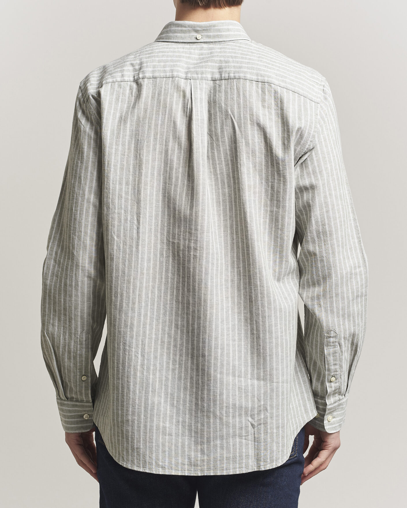 Herr | Skjortor | Barbour Lifestyle | Nelson Striped Linen/Cotton Shirt Bleached Olive