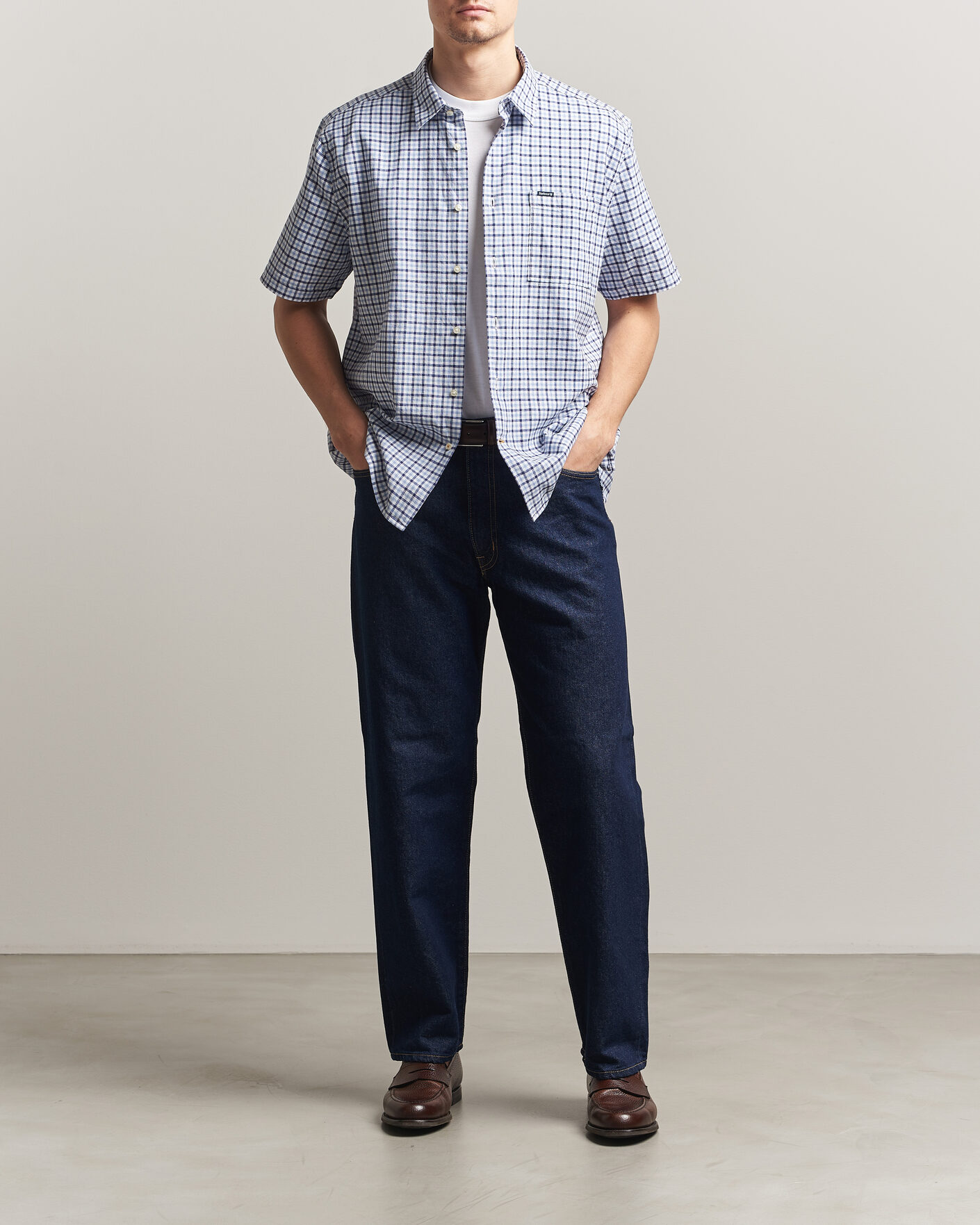 Herr | Skjortor | Barbour Lifestyle | Nelson Gingham Summer Fit Shirt Blue