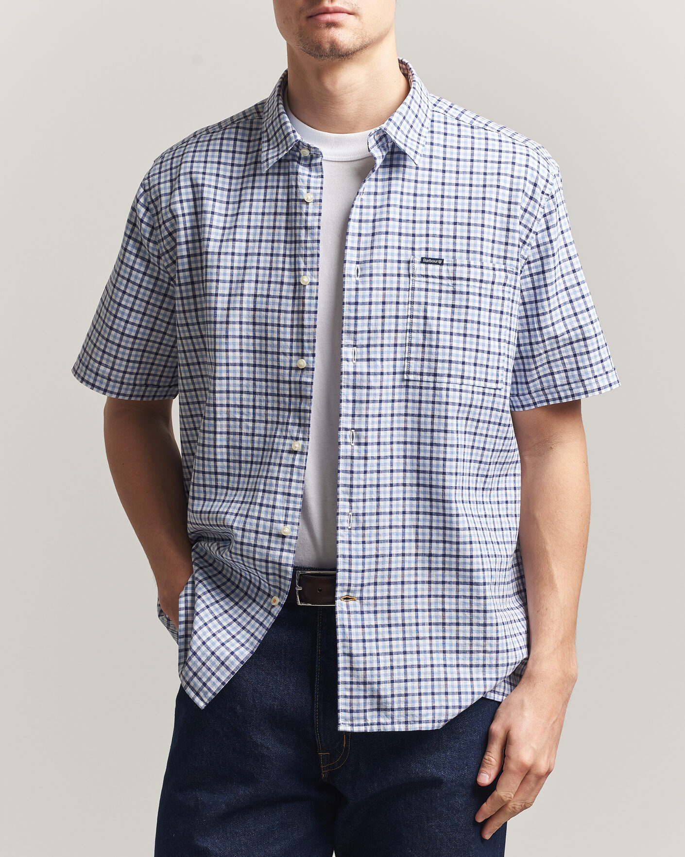 Herr | Skjortor | Barbour Lifestyle | Nelson Gingham Summer Fit Shirt Blue