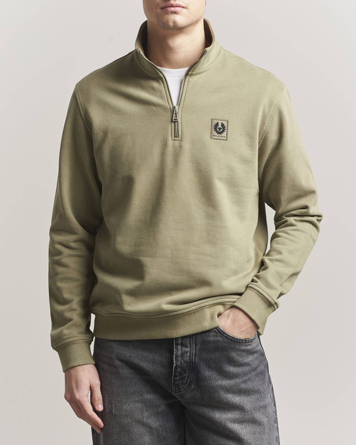 Herr | Tröjor | Belstaff | Signature Half Zip Sweatshirt Fatigue Green
