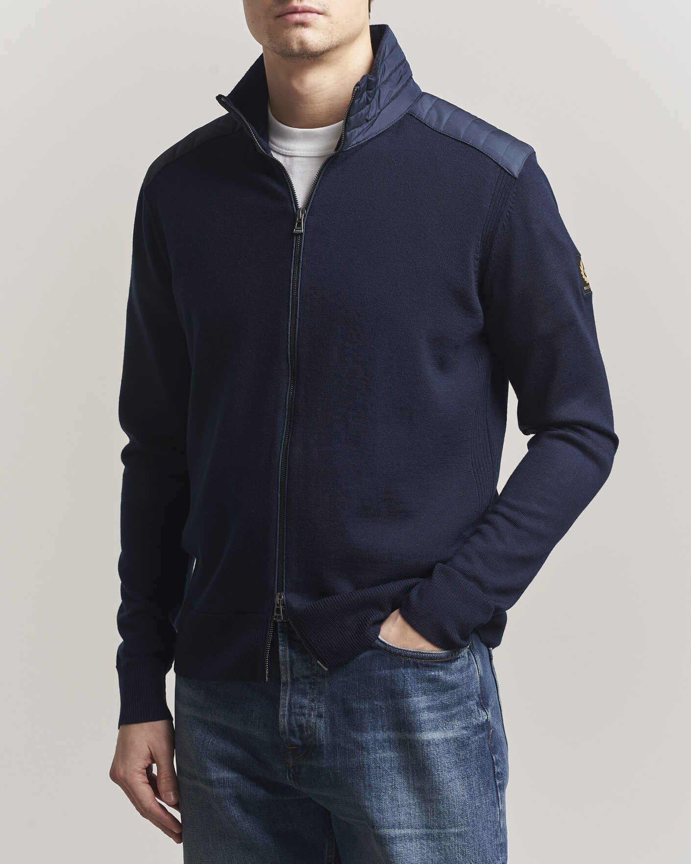 Herr | Tröjor | Belstaff | Kelby Knitted Full Zip Dark Ink