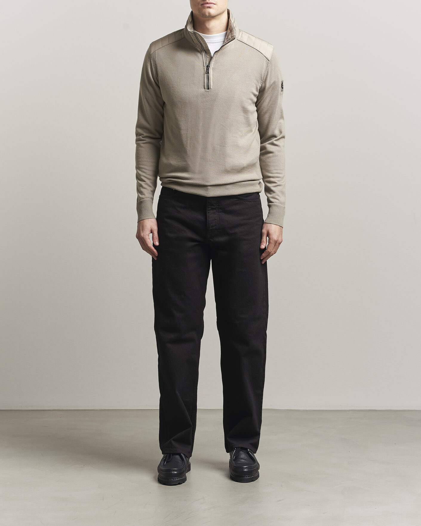 Herr | Tröjor | Belstaff | Klimington Knitted Half Zip Dark Sand