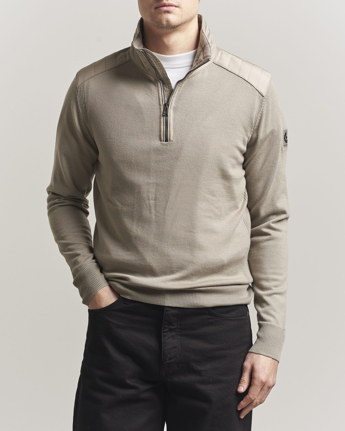 Herr | Tröjor | Belstaff | Klimington Knitted Half Zip Dark Sand