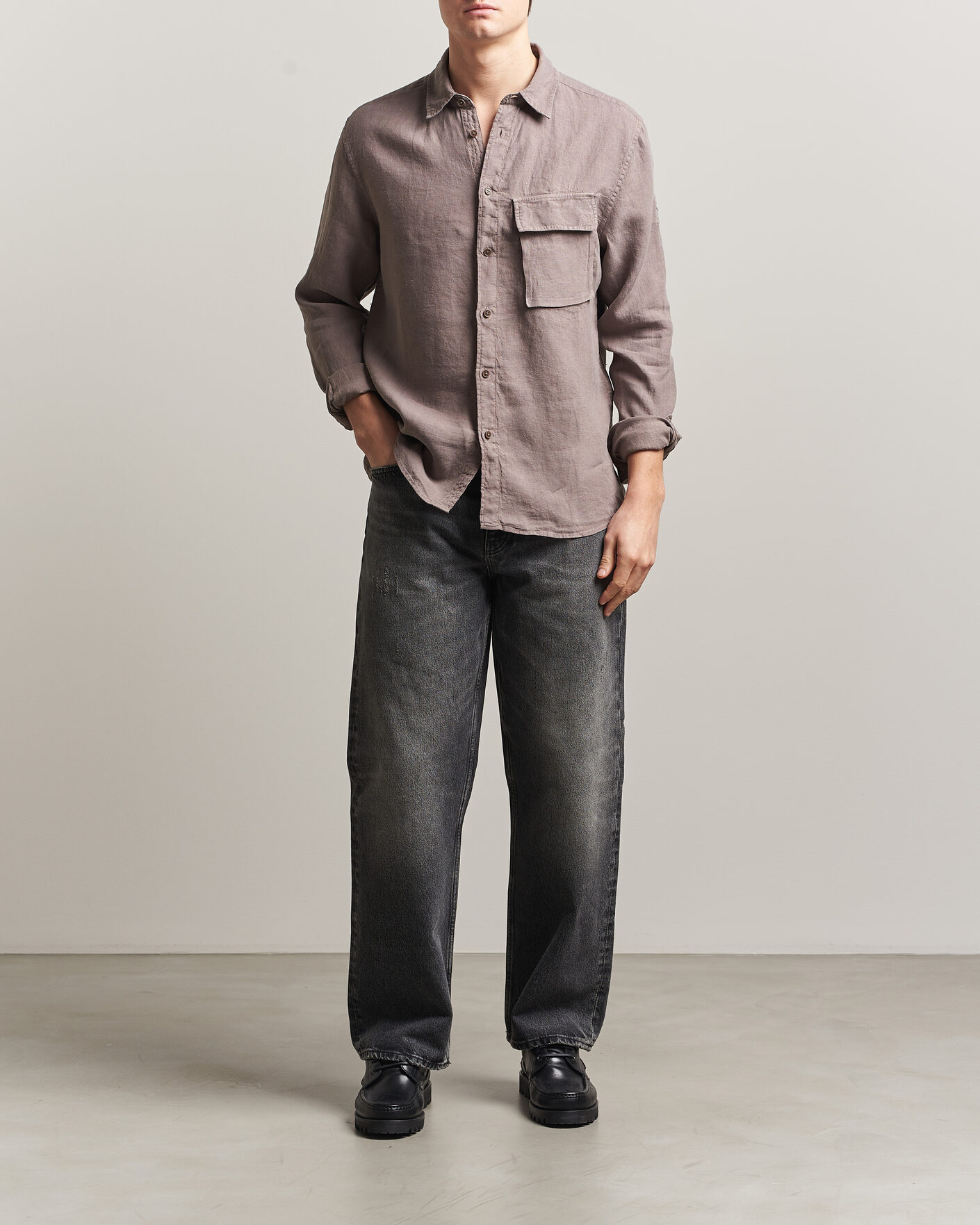 Herr | Skjortor | Belstaff | Scale Linen Shirt Asphalt 