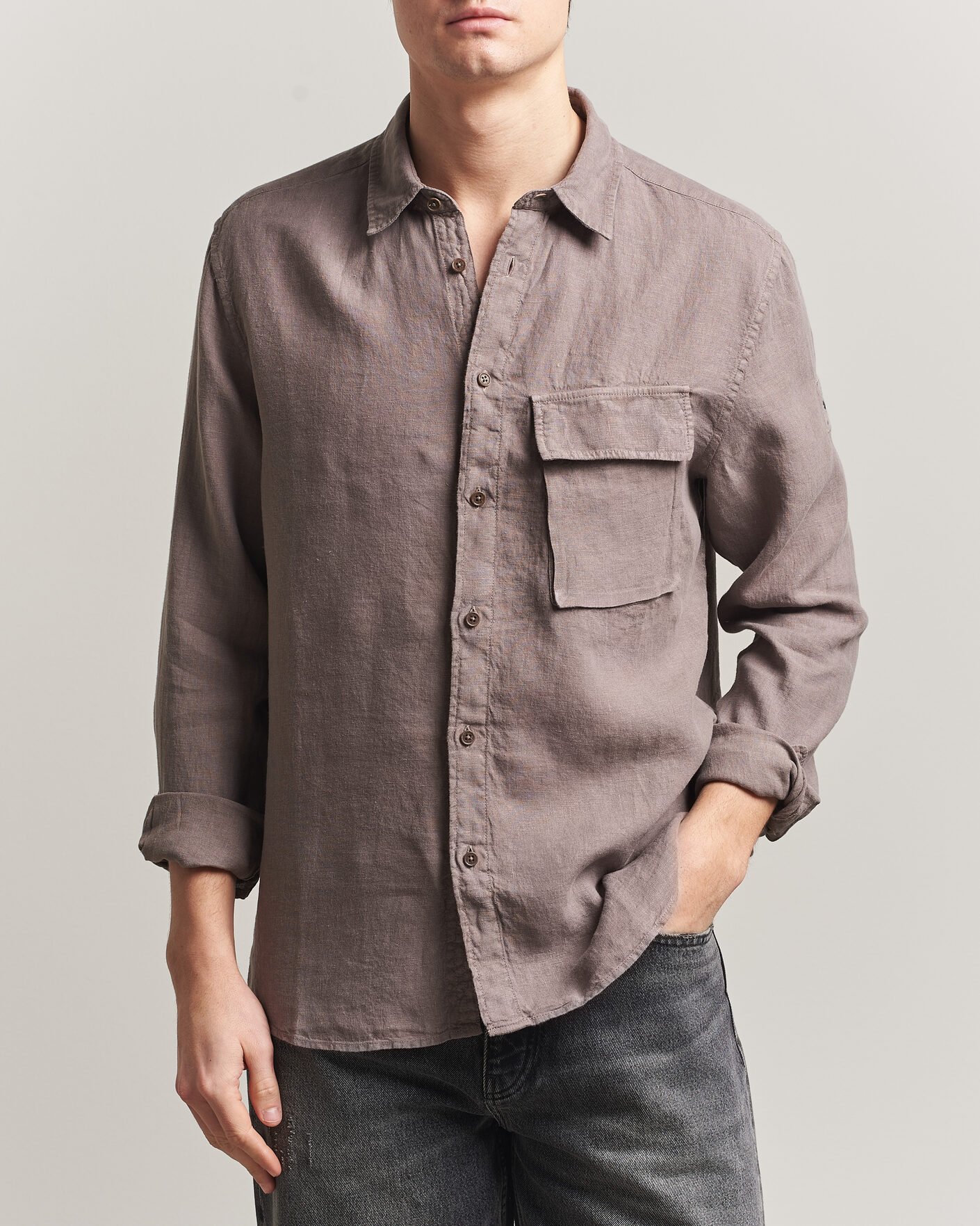 Herr | Skjortor | Belstaff | Scale Linen Shirt Asphalt