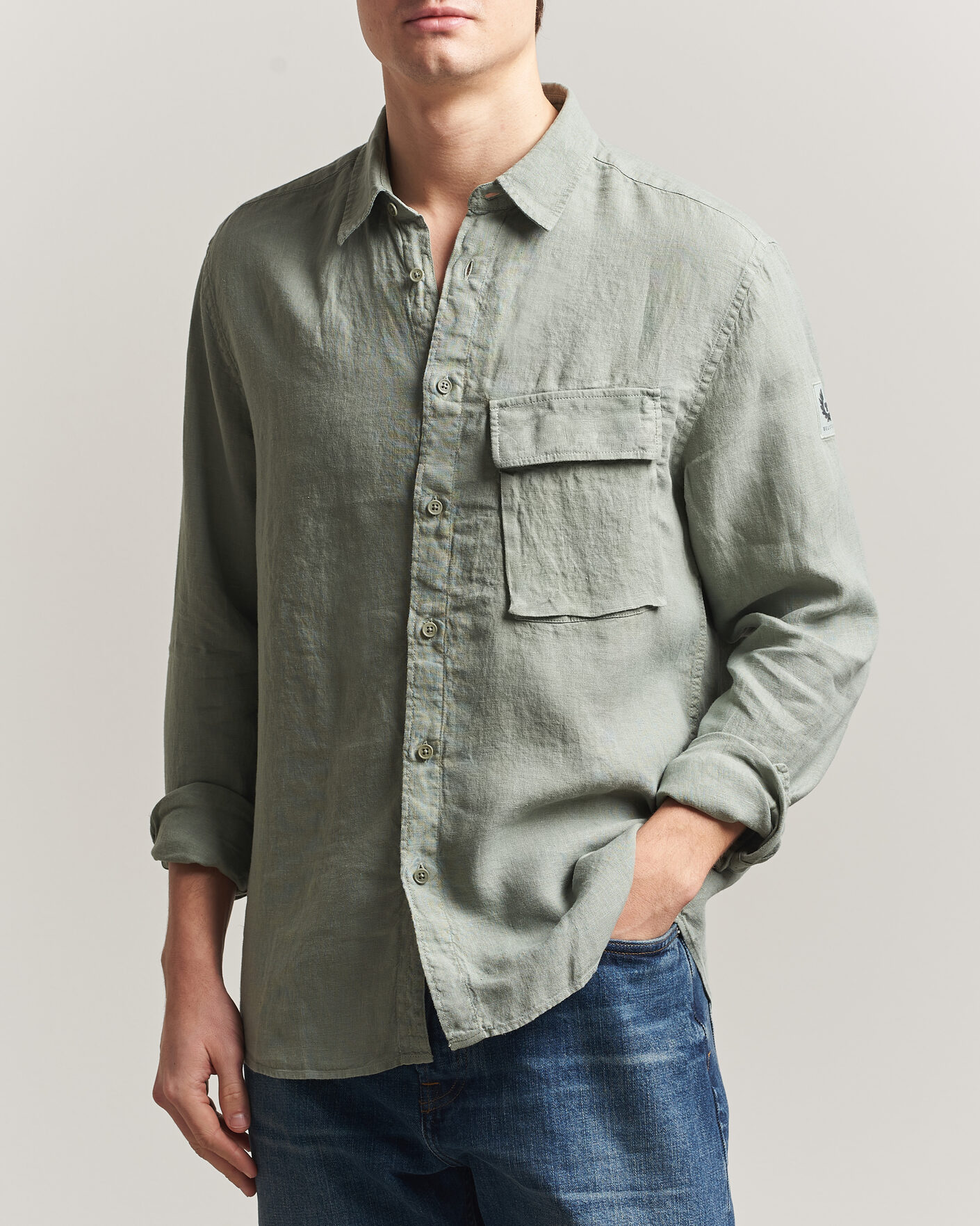 Herr | Skjortor | Belstaff | Scale Linen Shirt Lichen