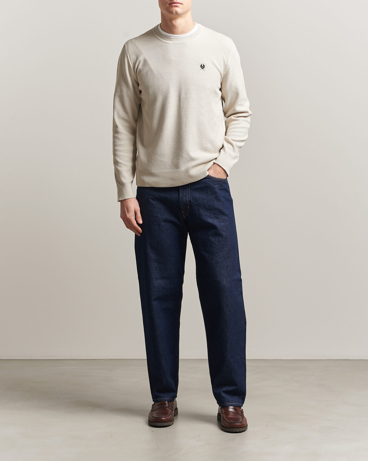 Herr | Tröjor | Belstaff | Coast Knitted Crew Neck Silver Birch