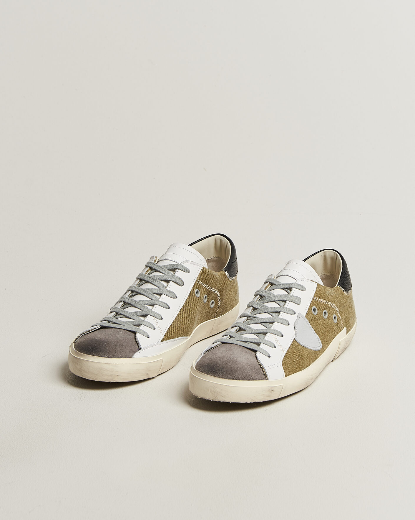 Herr | Sneakers | Philippe Model | PRSX Low Top Canvas Mix Sneaker Grey/Military