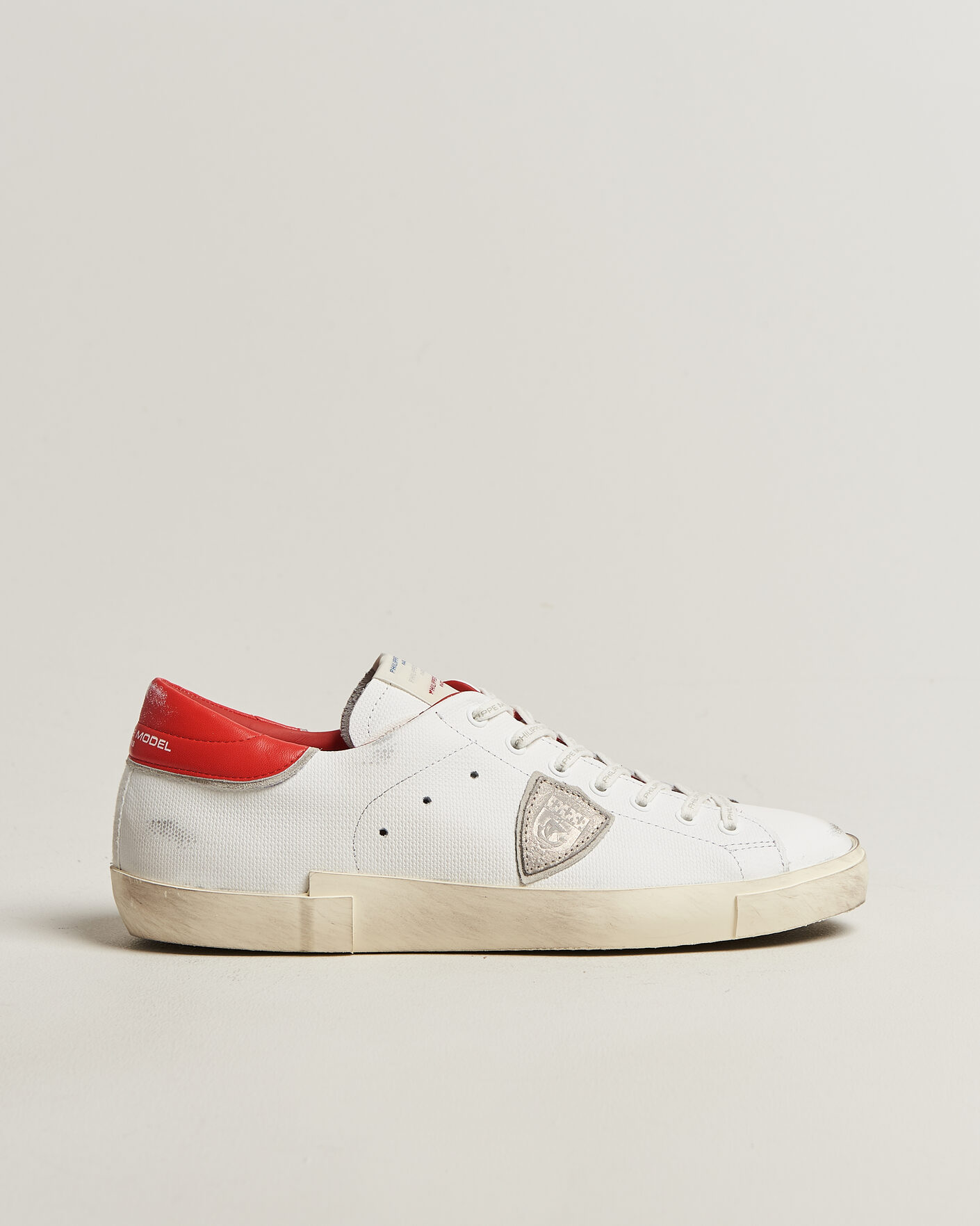 Herr | Sneakers | Philippe Model | PRSX Low Top Canvas Mix Sneaker White/Red