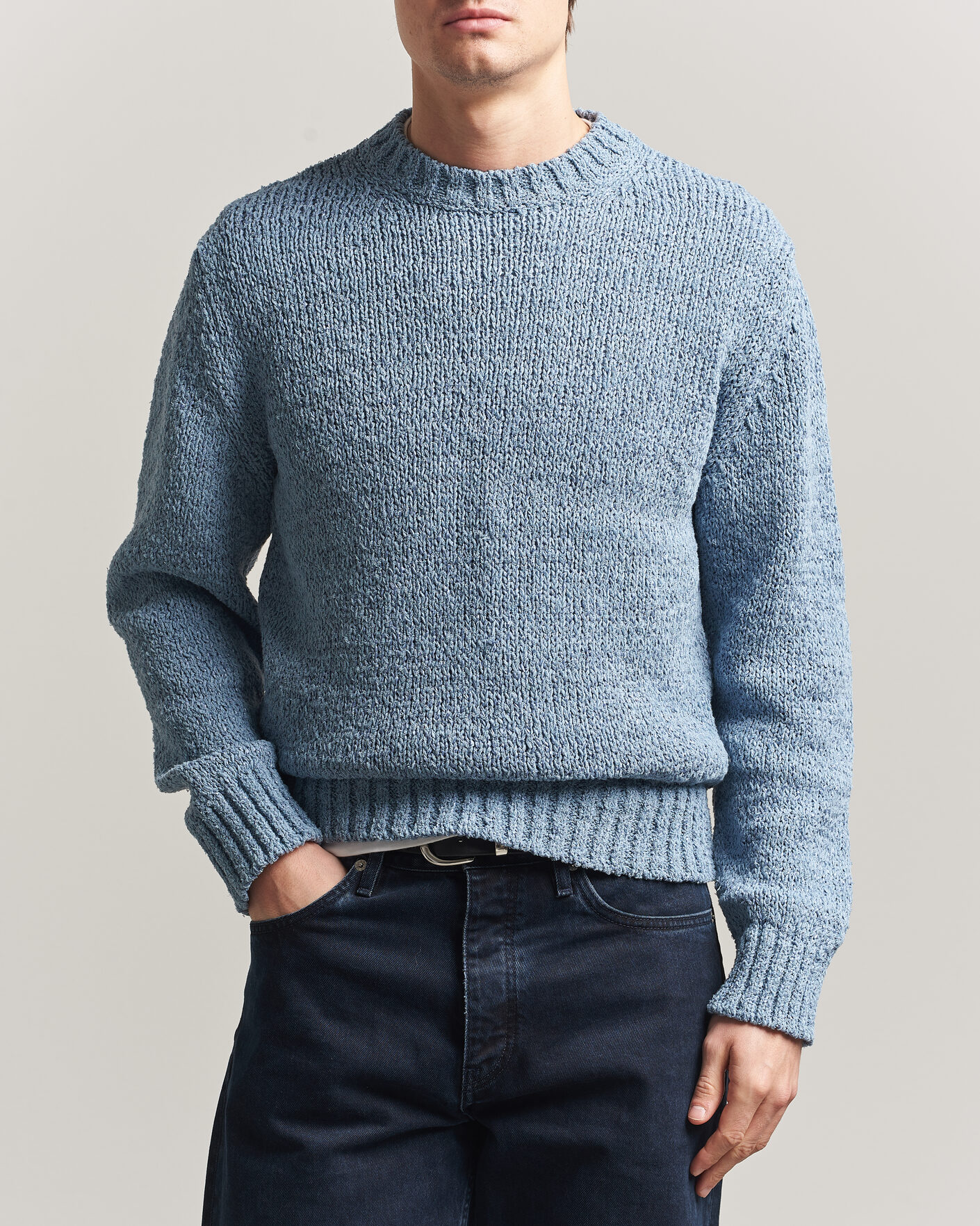 Herr | Tröjor | Sunflower | Frederik Cotton Blend Sweater Light Blue
