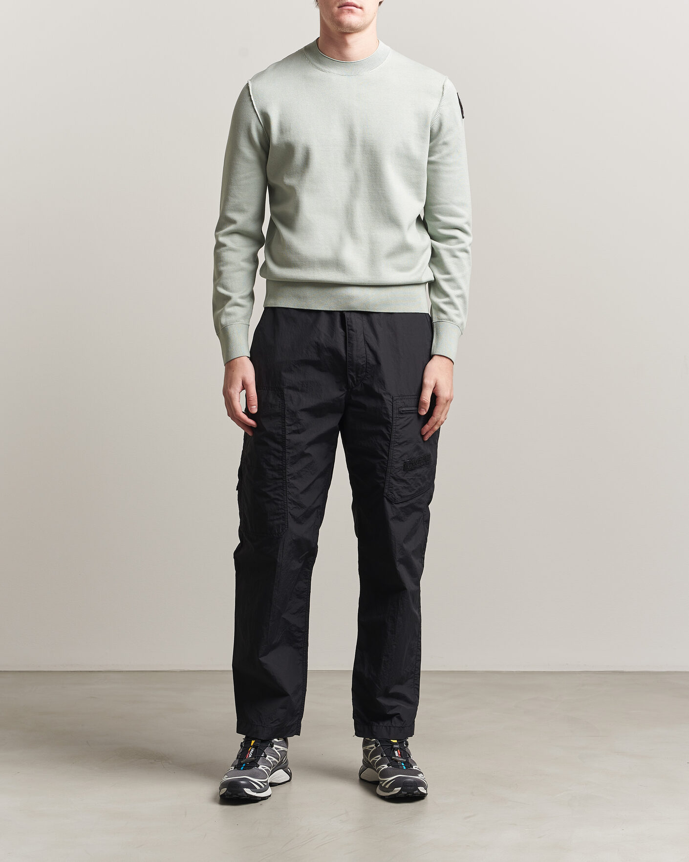 Herr | Tröjor | Parajumpers | Basic Braw Knitted Sweater Fresh Grey