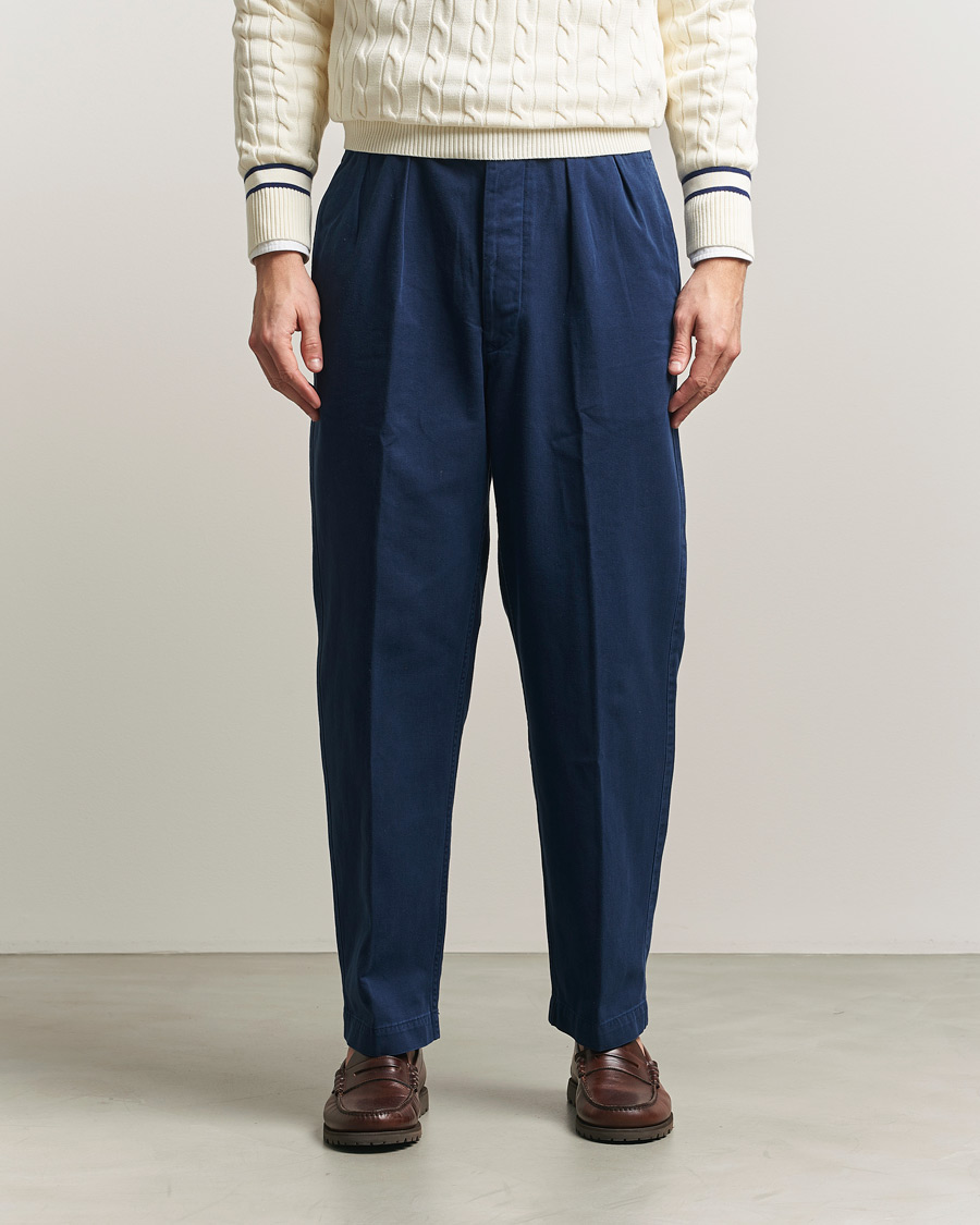 Herr | Byxor | Polo Ralph Lauren | Pleated Cotton Twill Chinos Dark Cobalt
