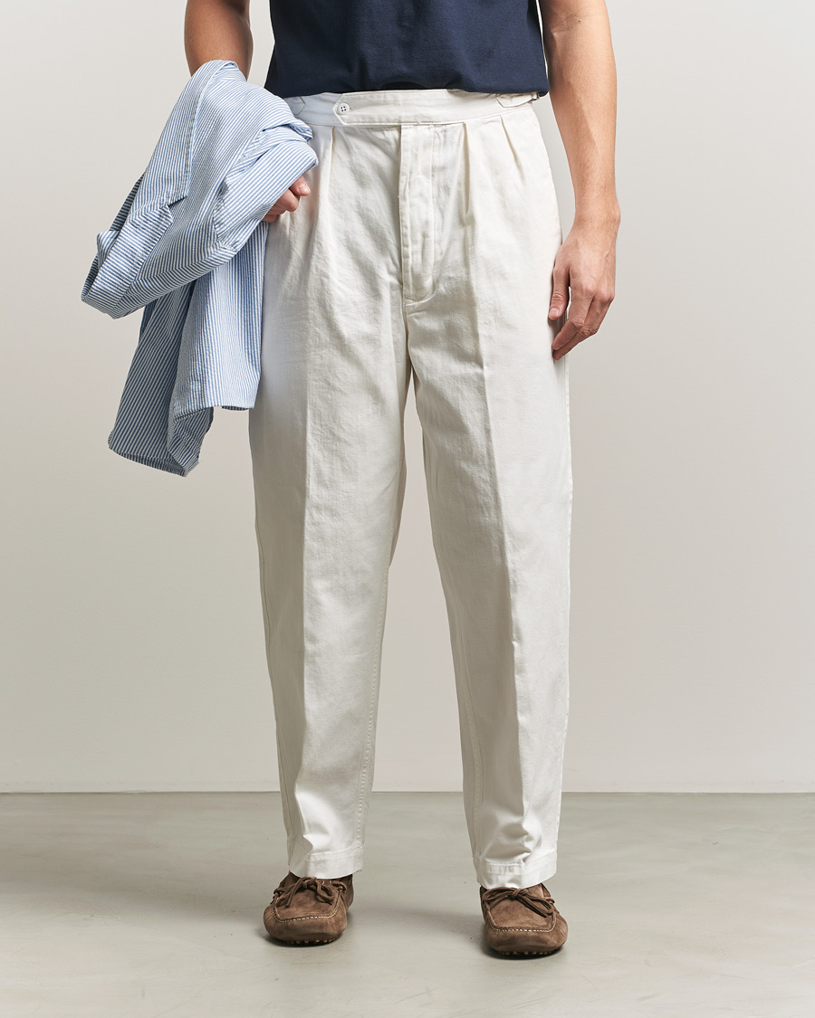 Herr | Byxor | Polo Ralph Lauren | Pleated Cotton Twill Chinos Deckwash White