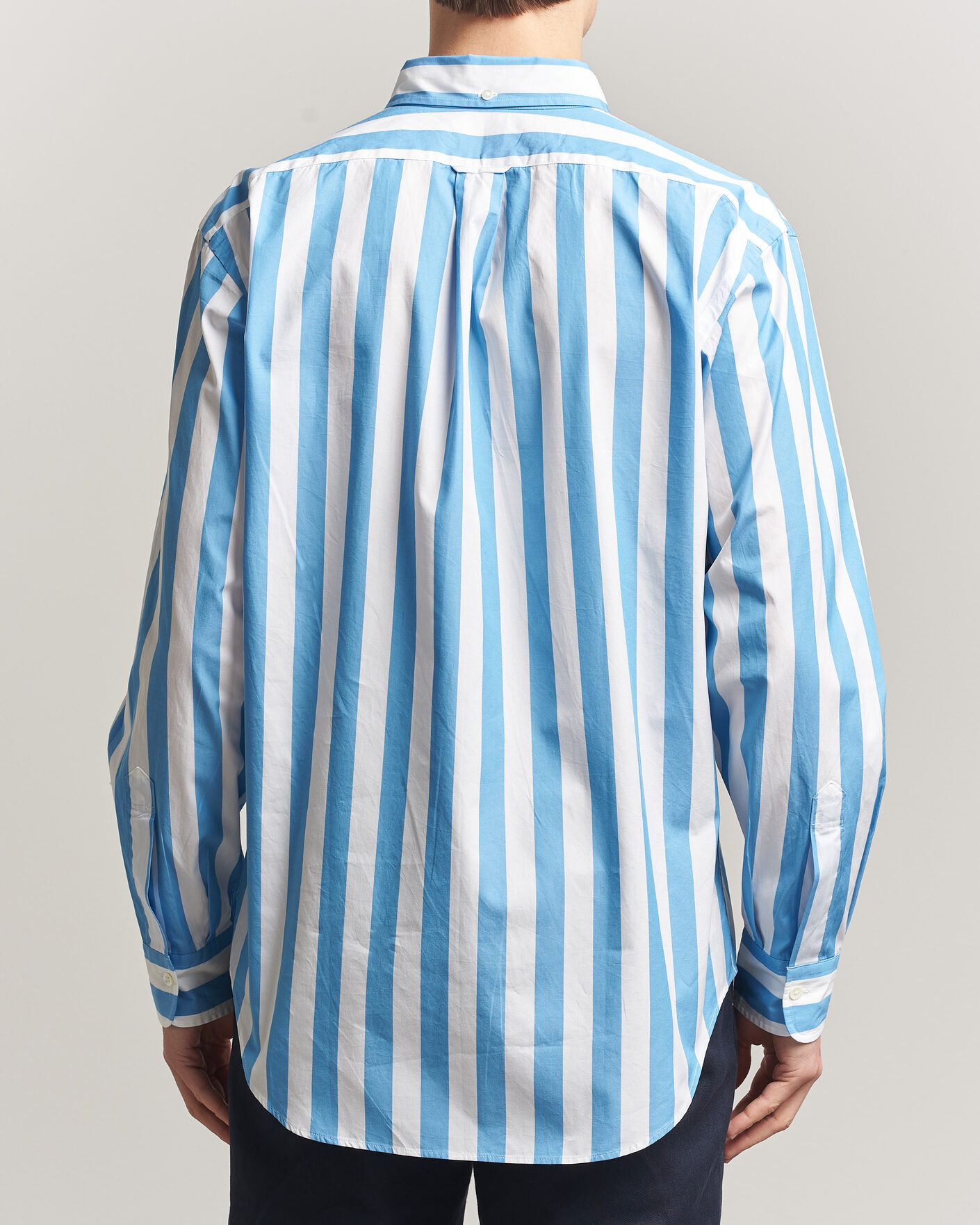 Herr | Skjortor | Kamakura Shirts | Vintage Ivy Button Down Shirt Bold Blue Stripe