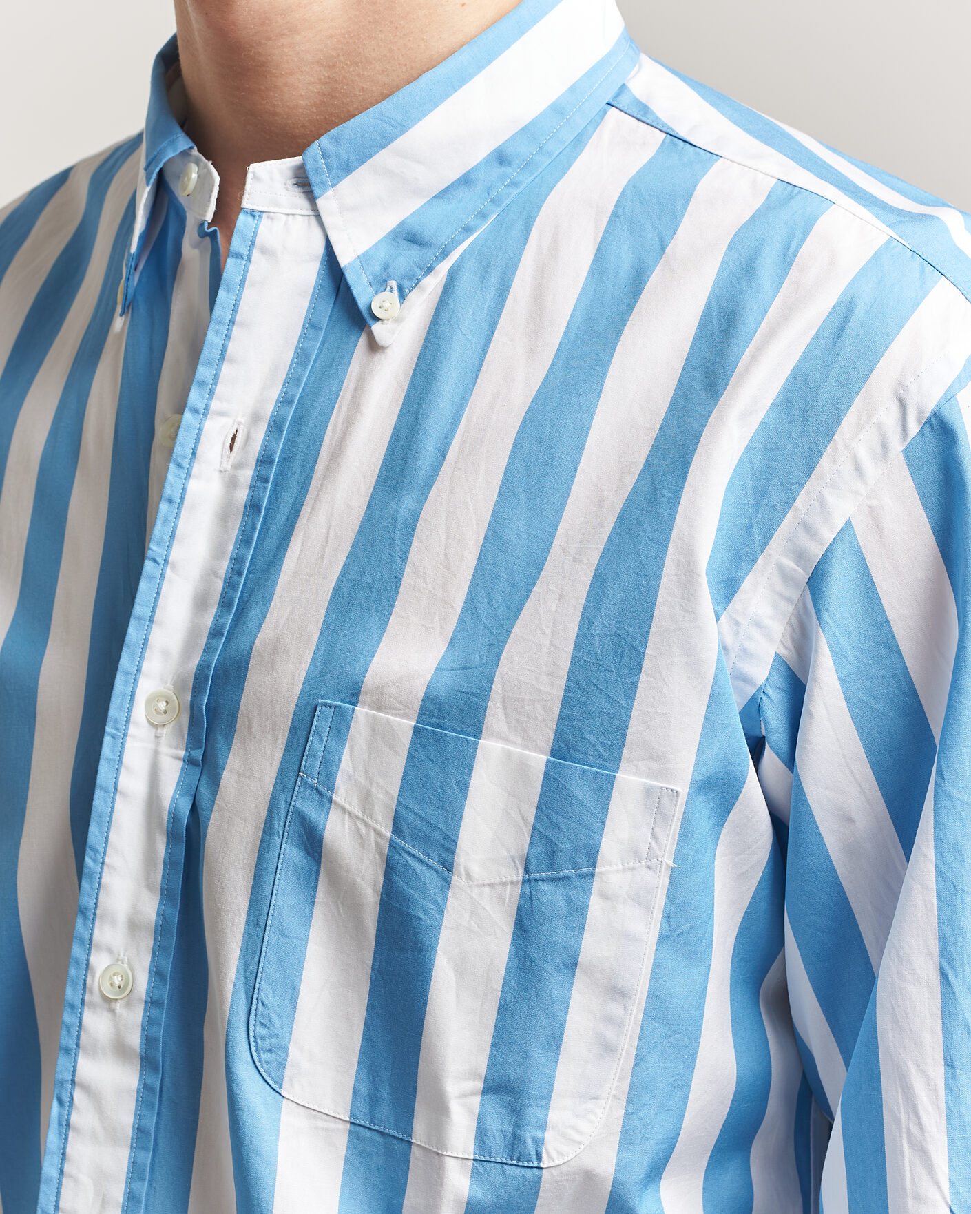 Herr | Skjortor | Kamakura Shirts | Vintage Ivy Button Down Shirt Bold Blue Stripe