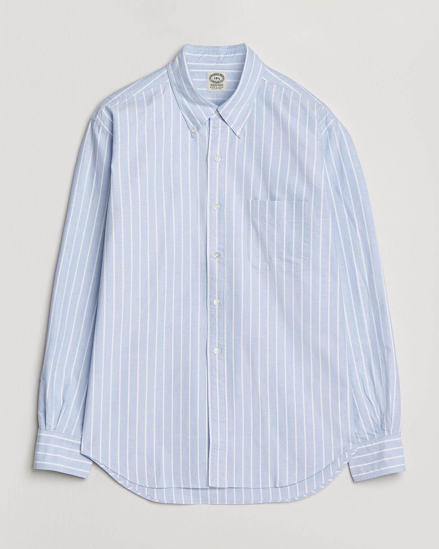 Herr | Skjortor | Kamakura Shirts | Vintage Ivy Oxford BD Shirt Blue Blazer Stripe