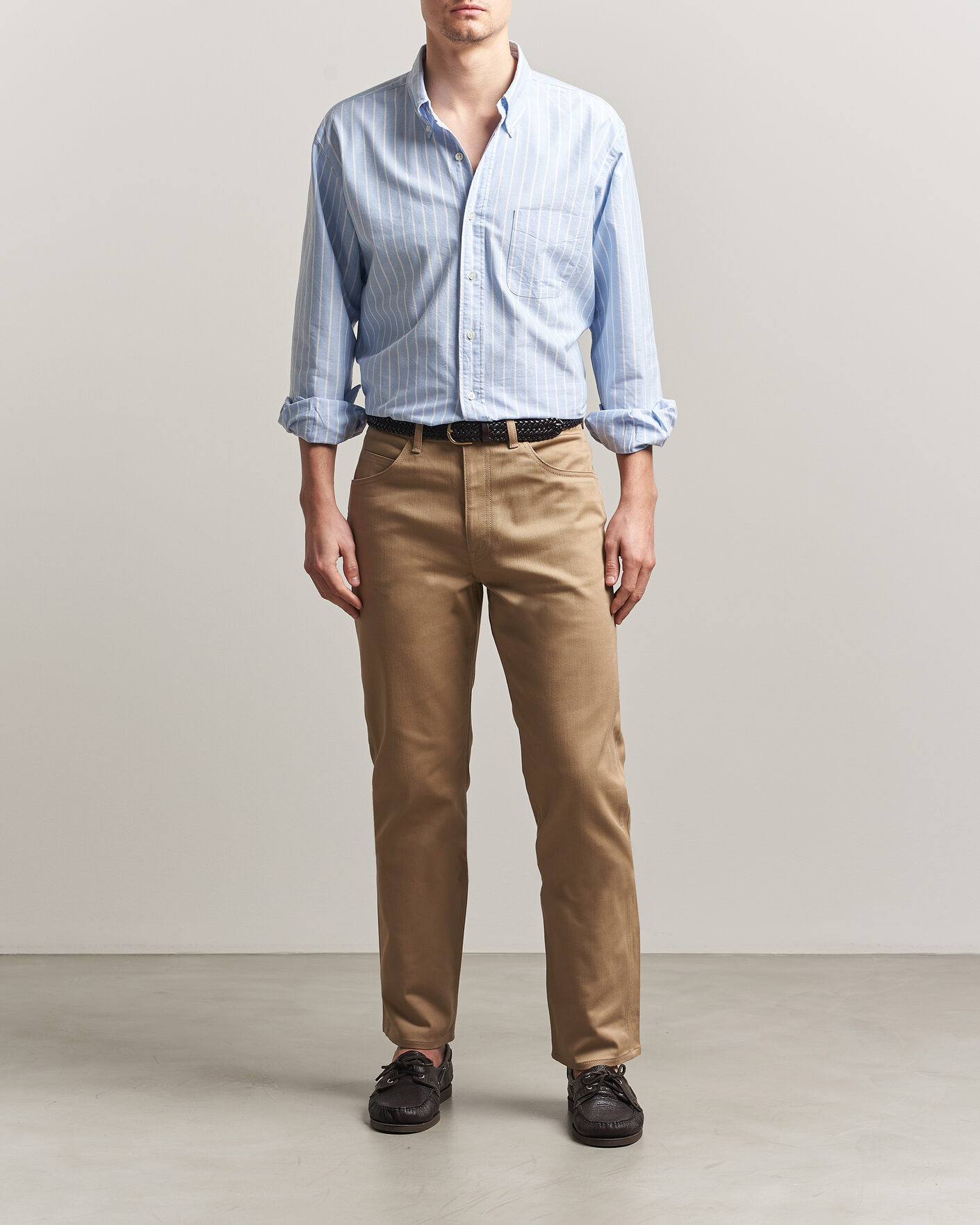 Herr | Skjortor | Kamakura Shirts | Vintage Ivy Oxford BD Shirt Blue Blazer Stripe