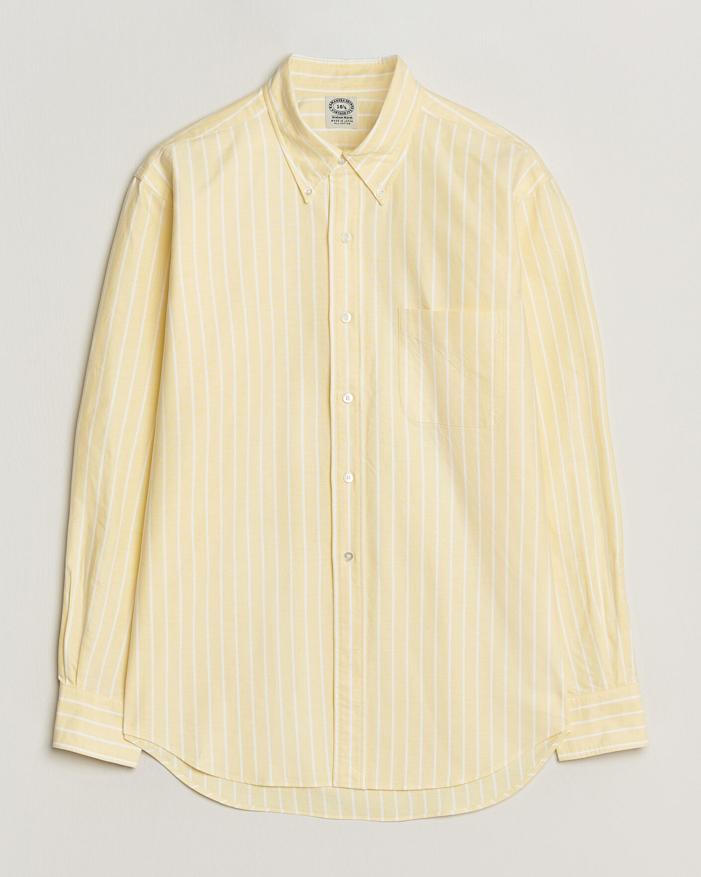 Herr | Skjortor | Kamakura Shirts | Vintage Ivy Oxford BD Shirt Yellow Blazer Stripe
