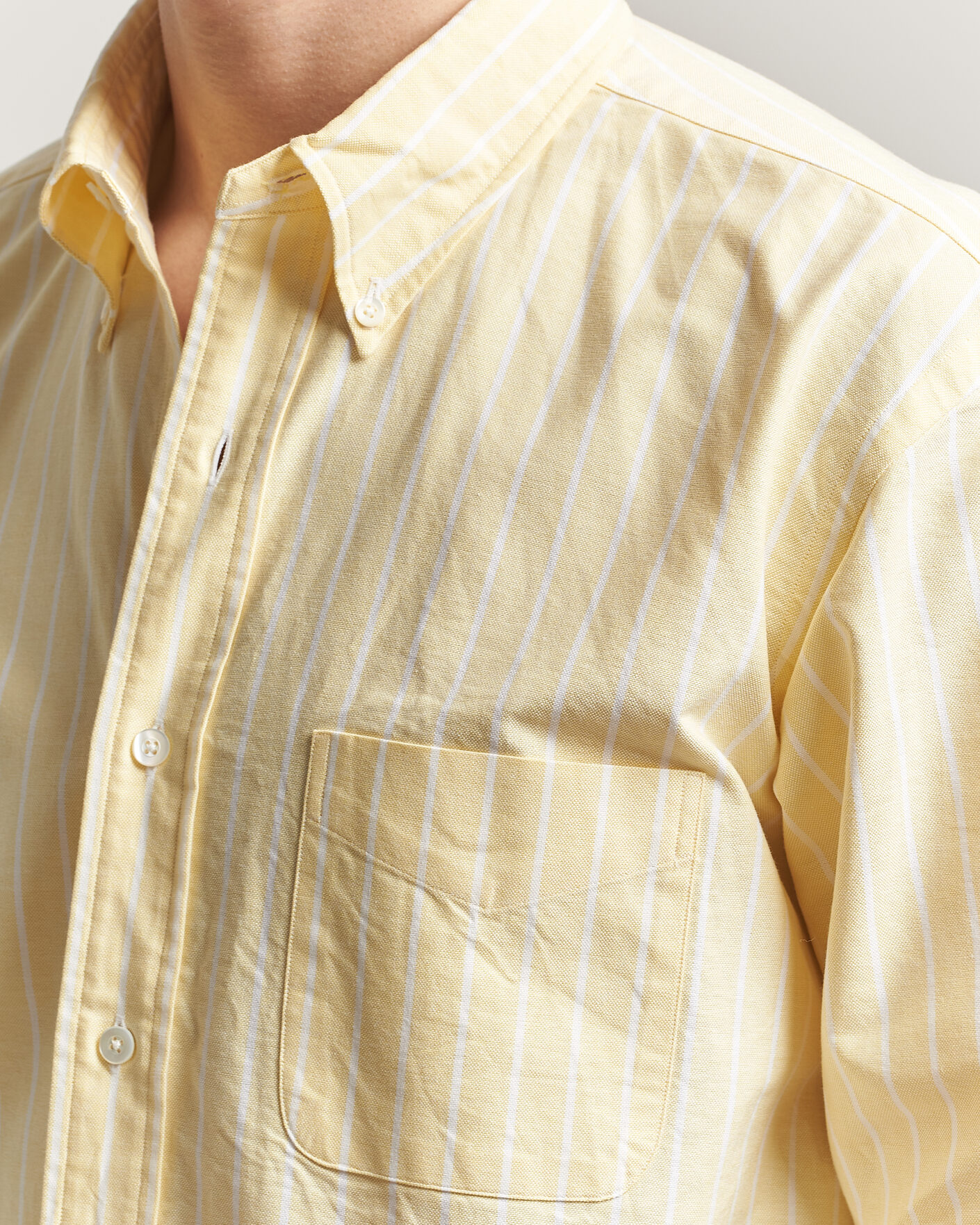 Herr | Skjortor | Kamakura Shirts | Vintage Ivy Oxford BD Shirt Yellow Blazer Stripe