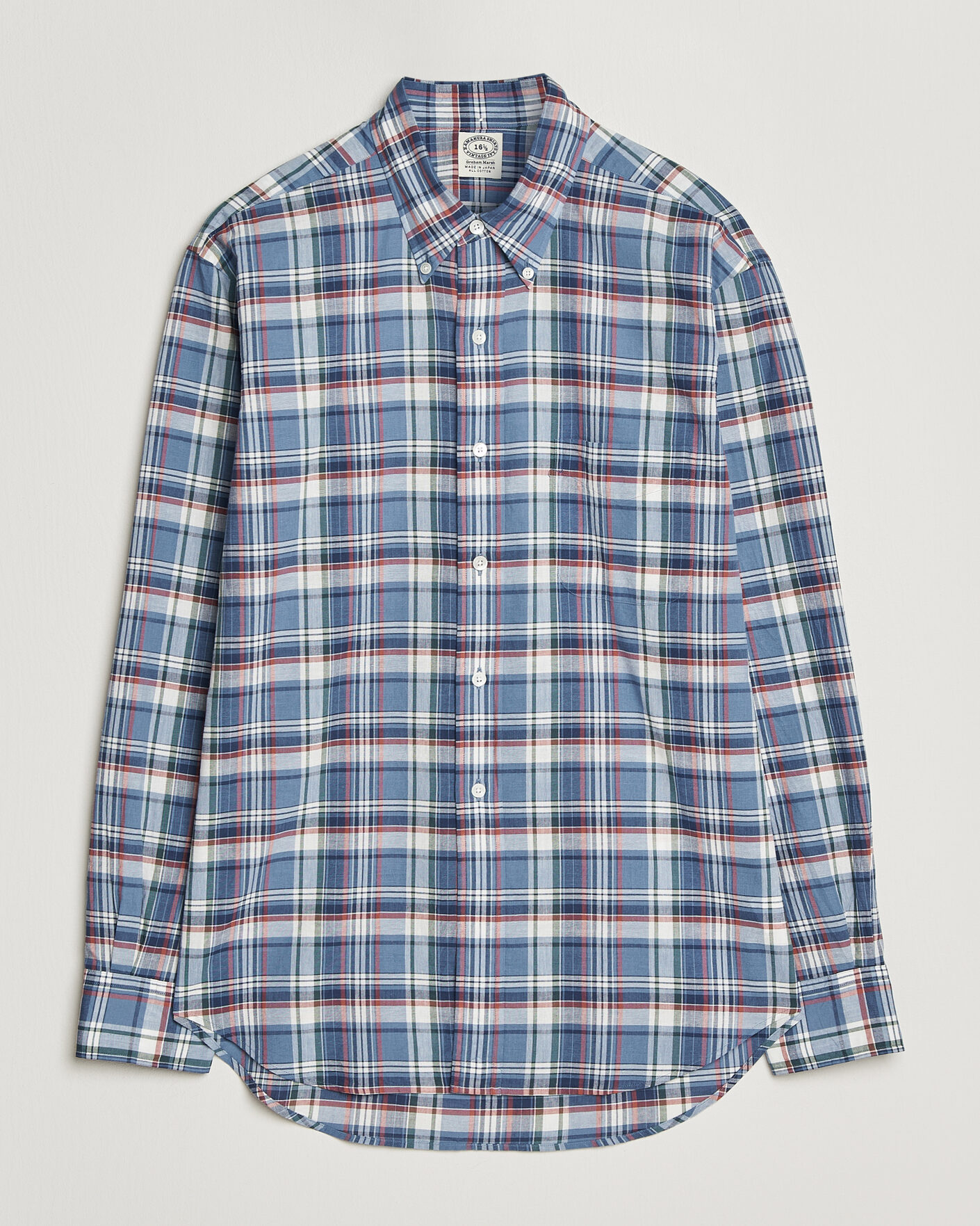 Herr | Skjortor | Kamakura Shirts | Vintage Ivy Button Down Shirt Blue Madras