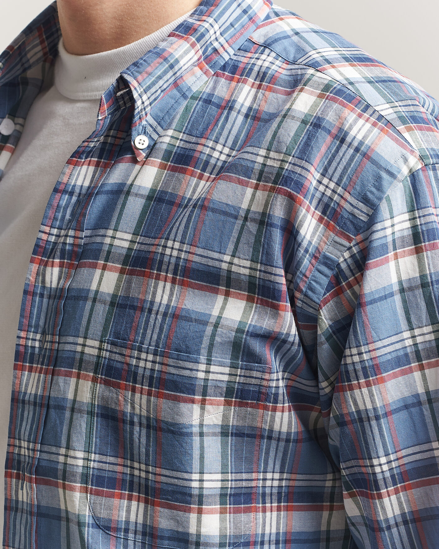 Herr | Skjortor | Kamakura Shirts | Vintage Ivy Button Down Shirt Blue Madras