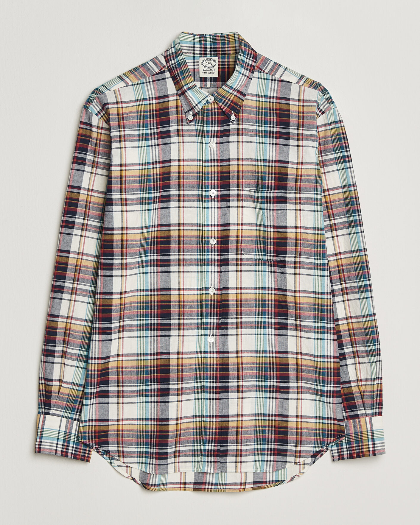 Herr | Skjortor | Kamakura Shirts | Vintage Ivy Button Down Shirt Yellow Madras