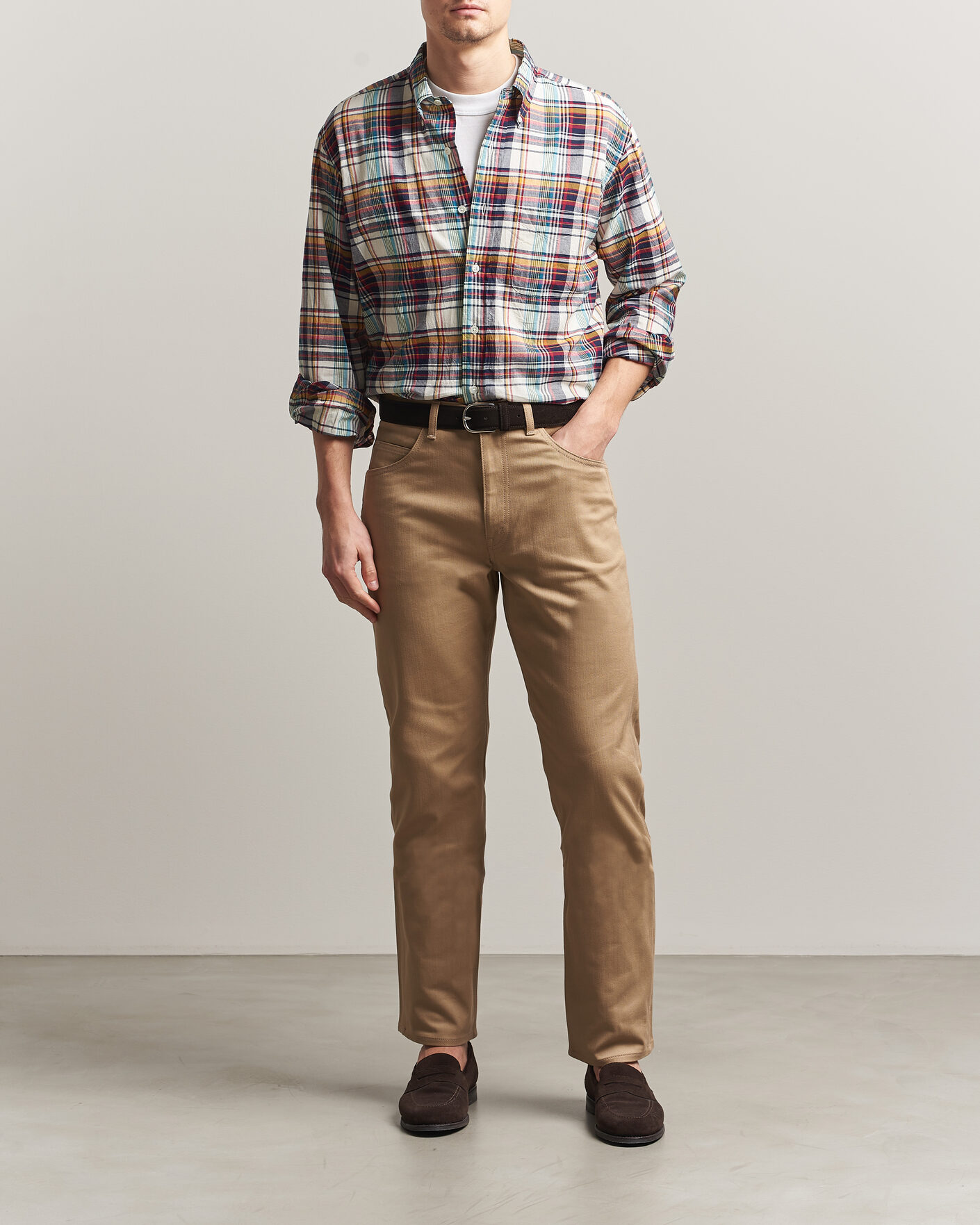 Herr | Skjortor | Kamakura Shirts | Vintage Ivy Button Down Shirt Yellow Madras