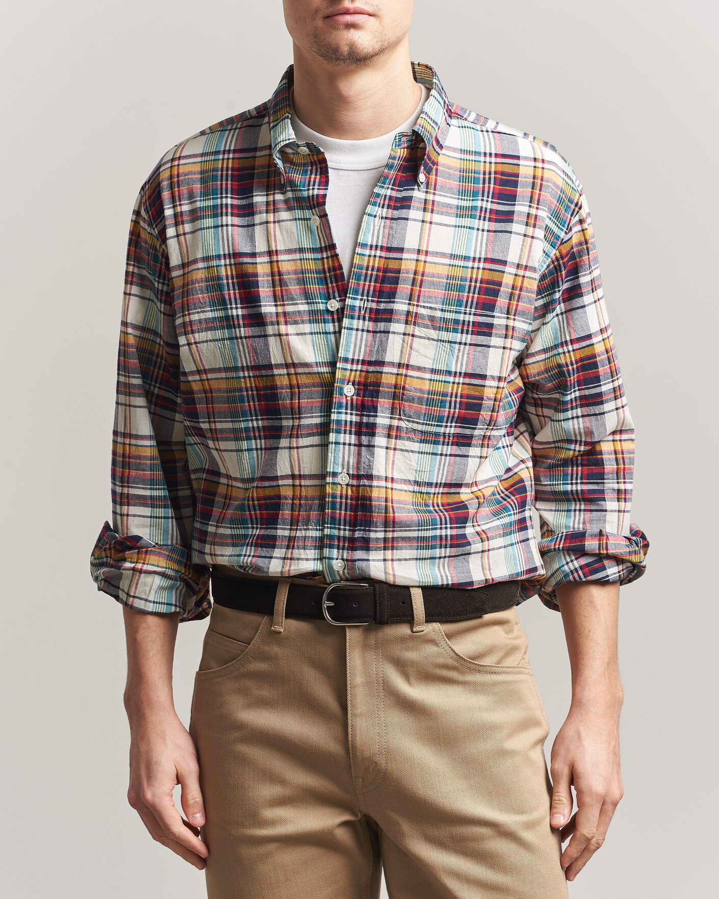 Herr | Skjortor | Kamakura Shirts | Vintage Ivy Button Down Shirt Yellow Madras